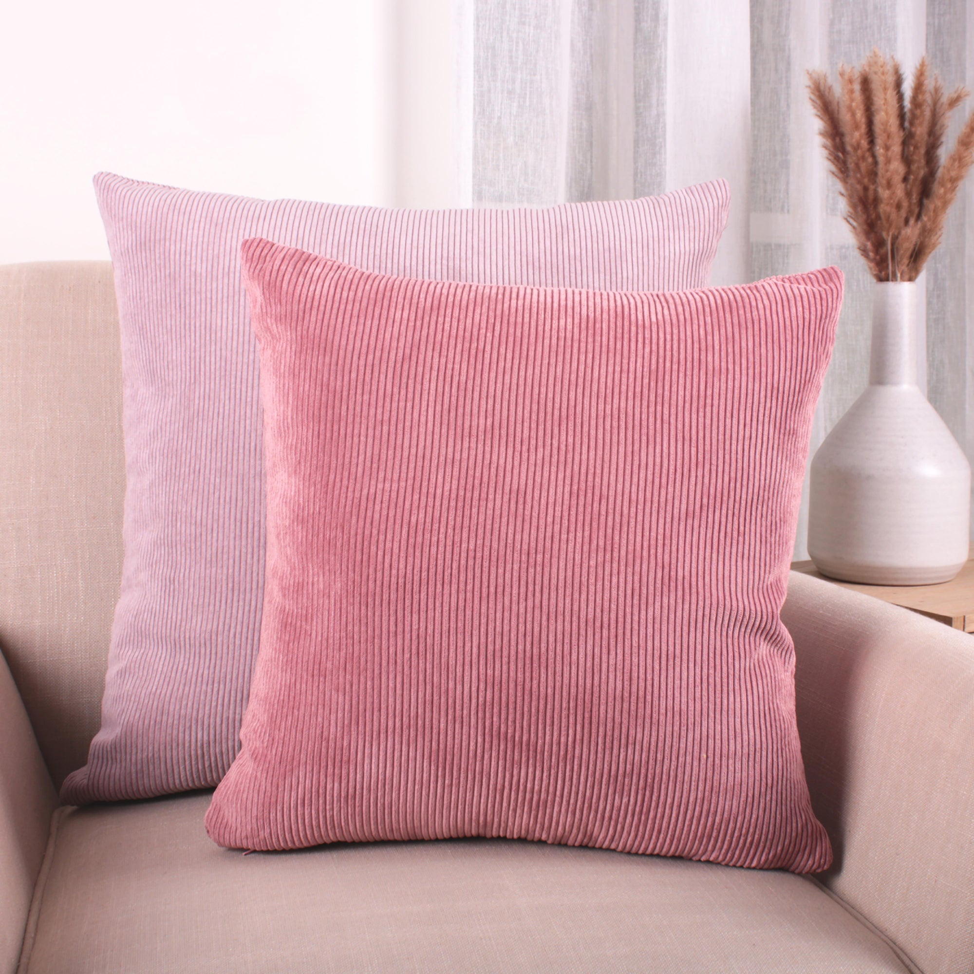 Filled Cushion Soft Corduroy by Fusion in Mauve