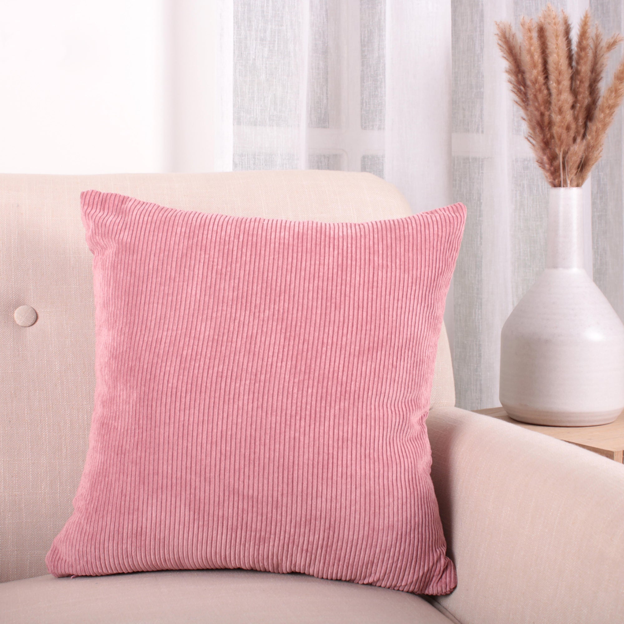 Filled Cushion Soft Corduroy by Fusion in Rose