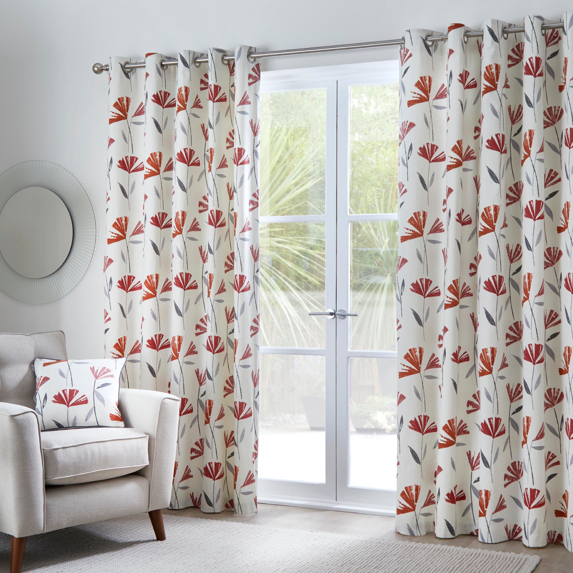 Pair of Eyelet Curtains Dacey by Fusion in Red