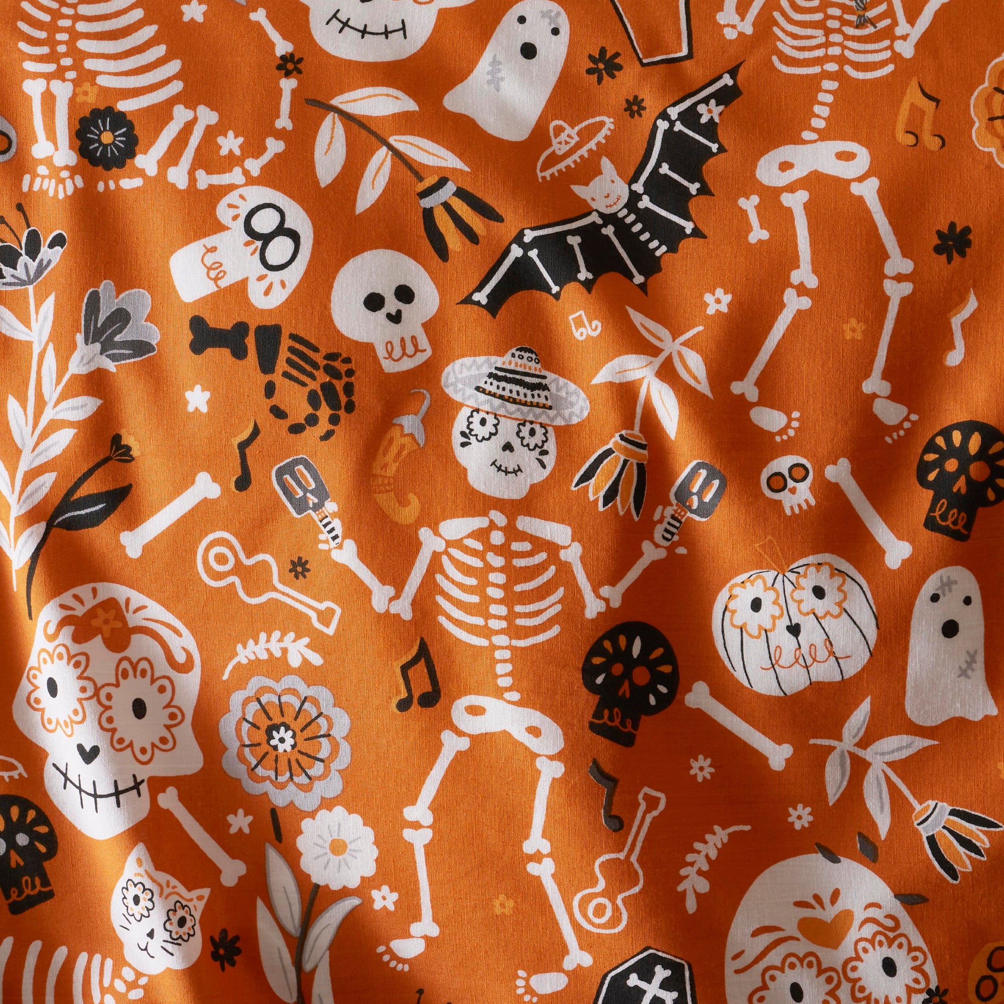Duvet Cover Set Halloween Day of the Dead by Bedlam in Black/Orange