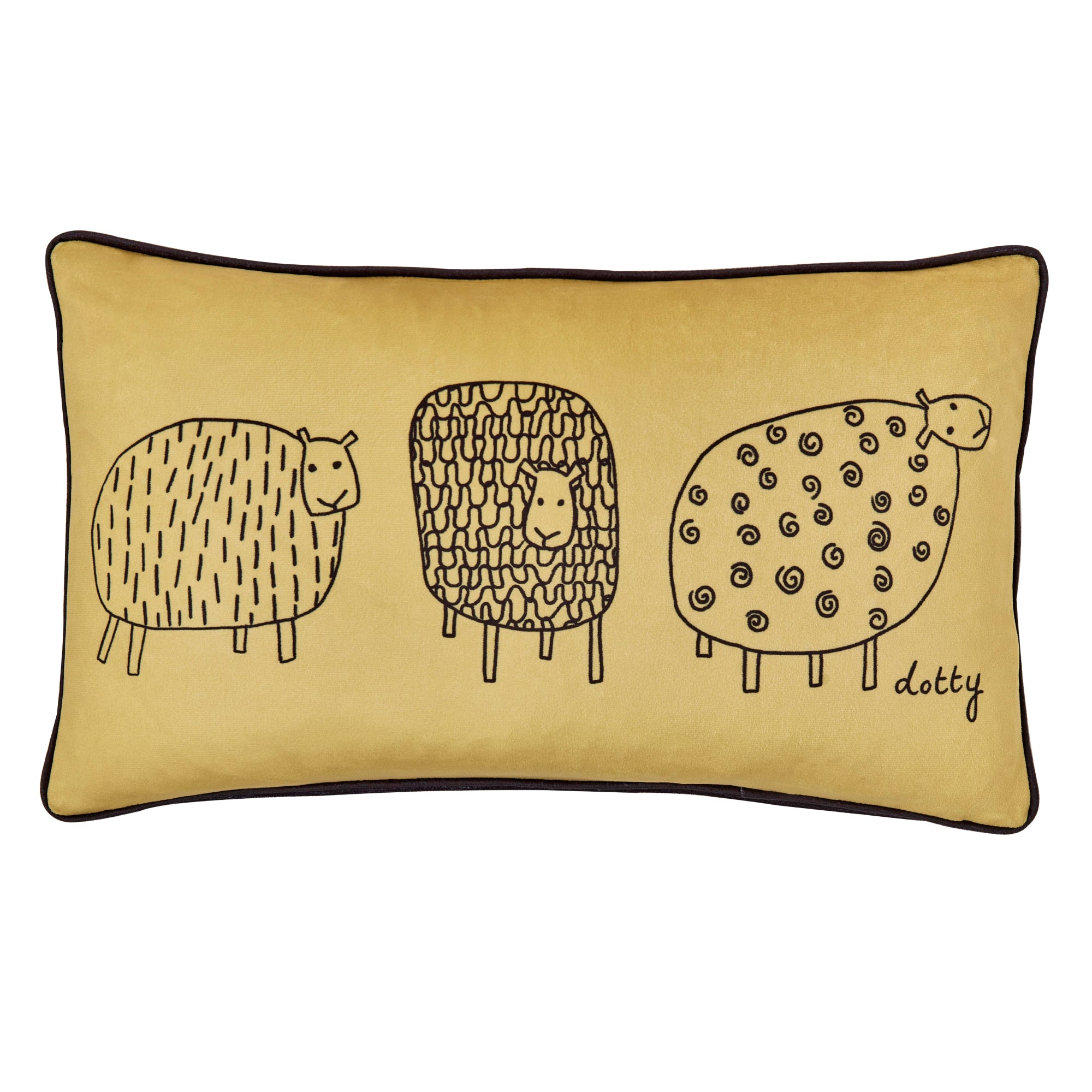 Filled Cushion Dotty Sheep by Fusion in Ochre