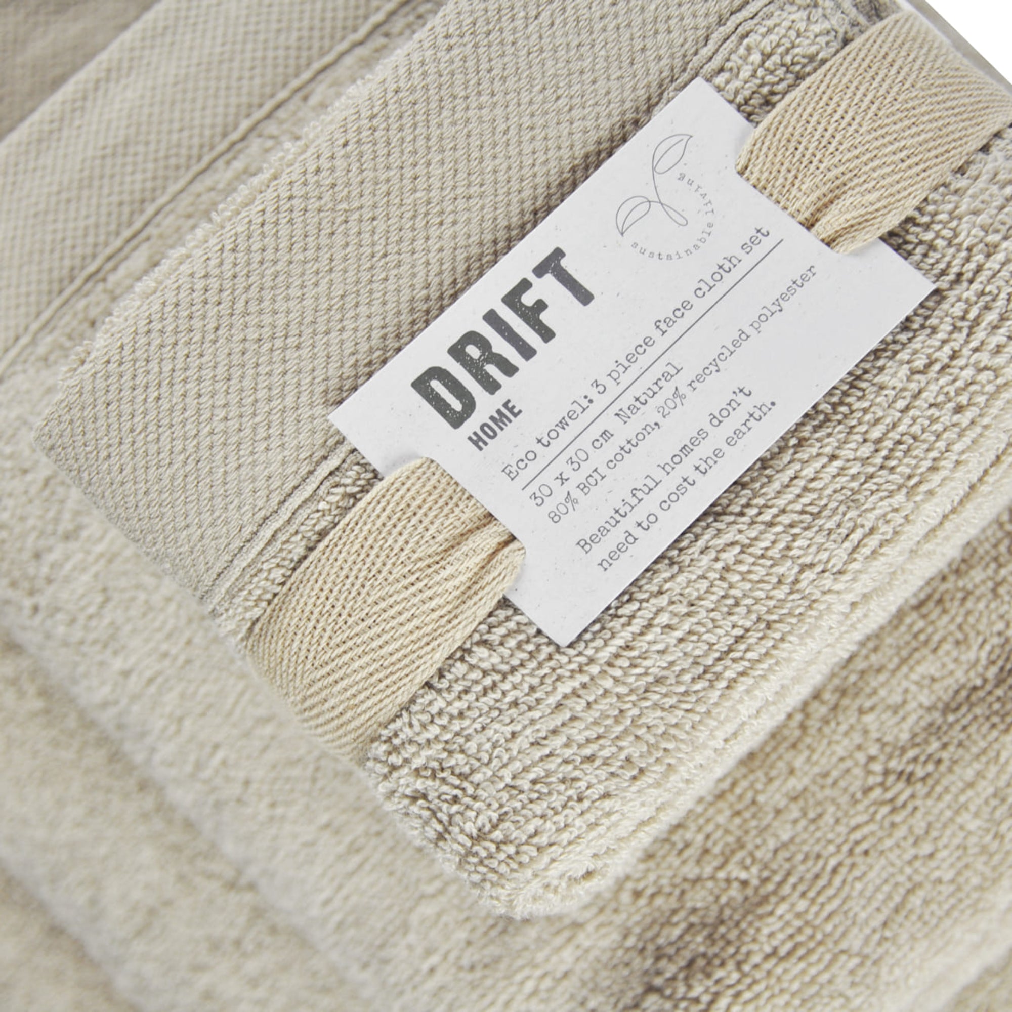 Face Cloth (3 pack) Abode Eco by Drift Home in Natural