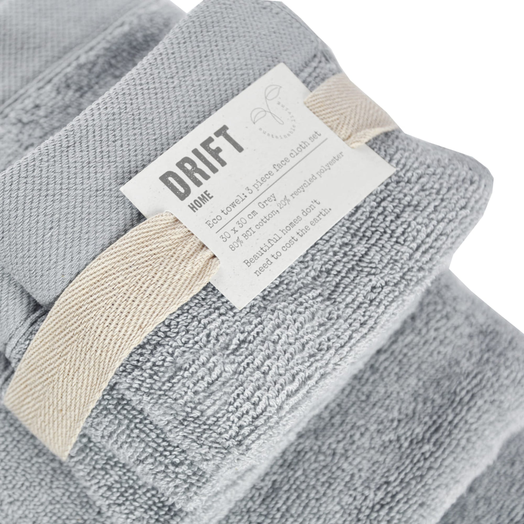 Face Cloth (3 pack) Abode Eco by Drift Home in Grey