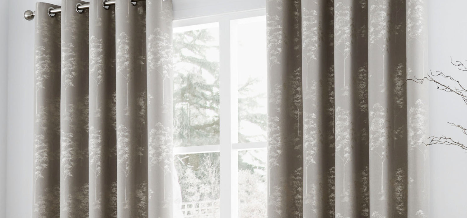 Elmwood - Lined Eyelet Curtains in Stone by Curtina