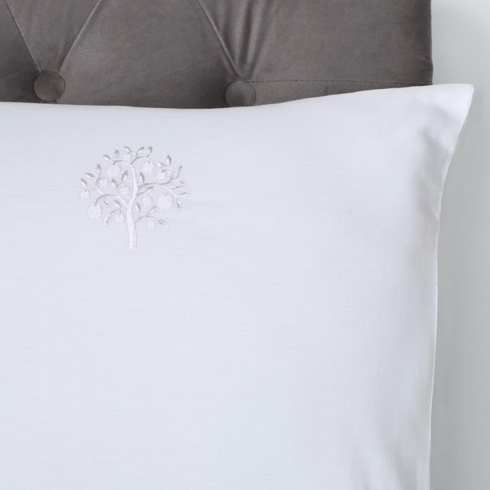 Duvet Cover Set Embroidered Trees by Appletree Boutique in White