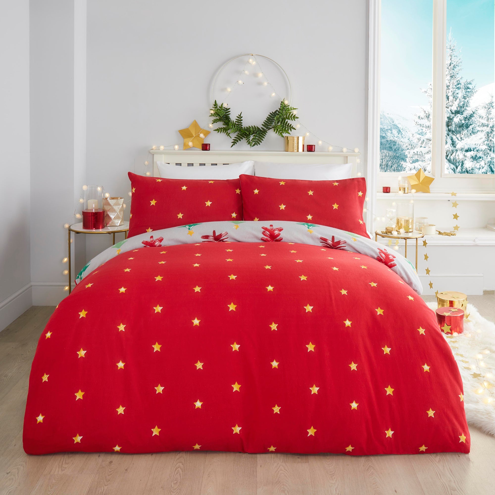 Duvet Cover Set Festive Trees by Fusion Christmas in Grey
