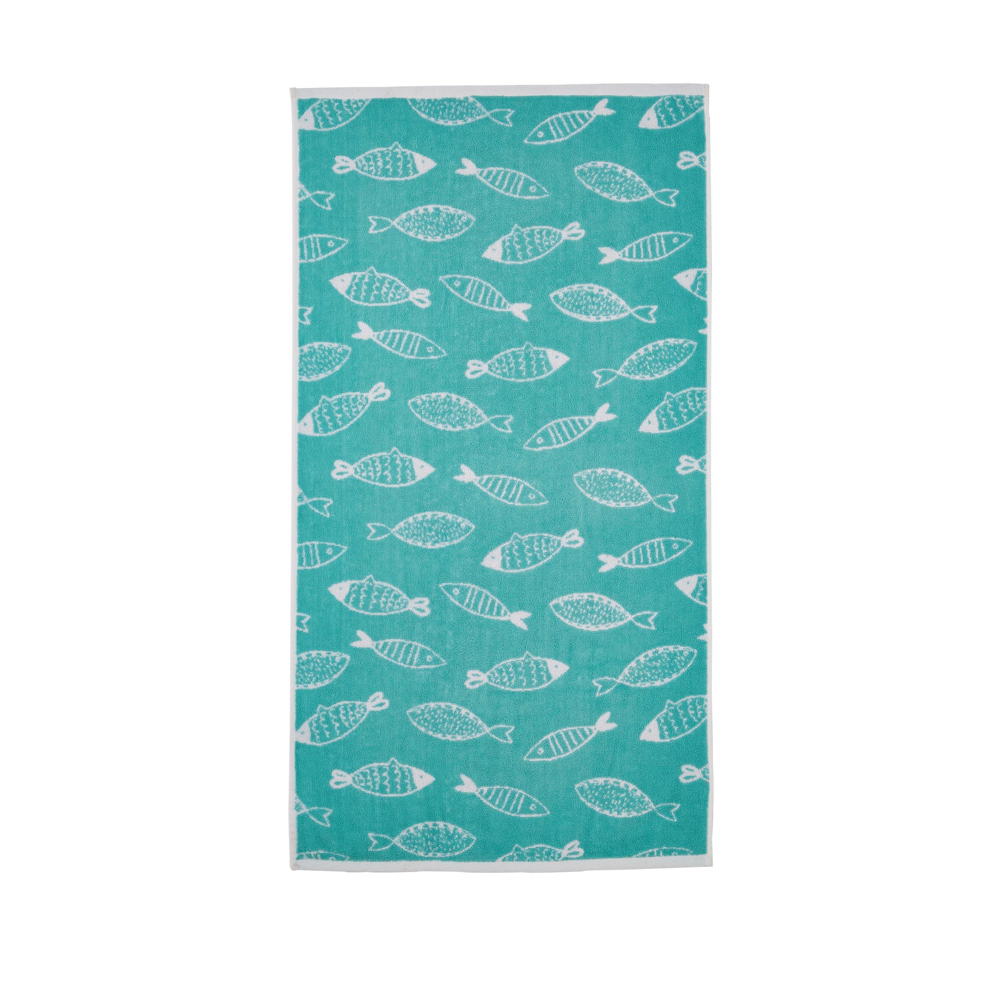 Hand Towel (2 pack) Fish by Fusion in Aqua/White