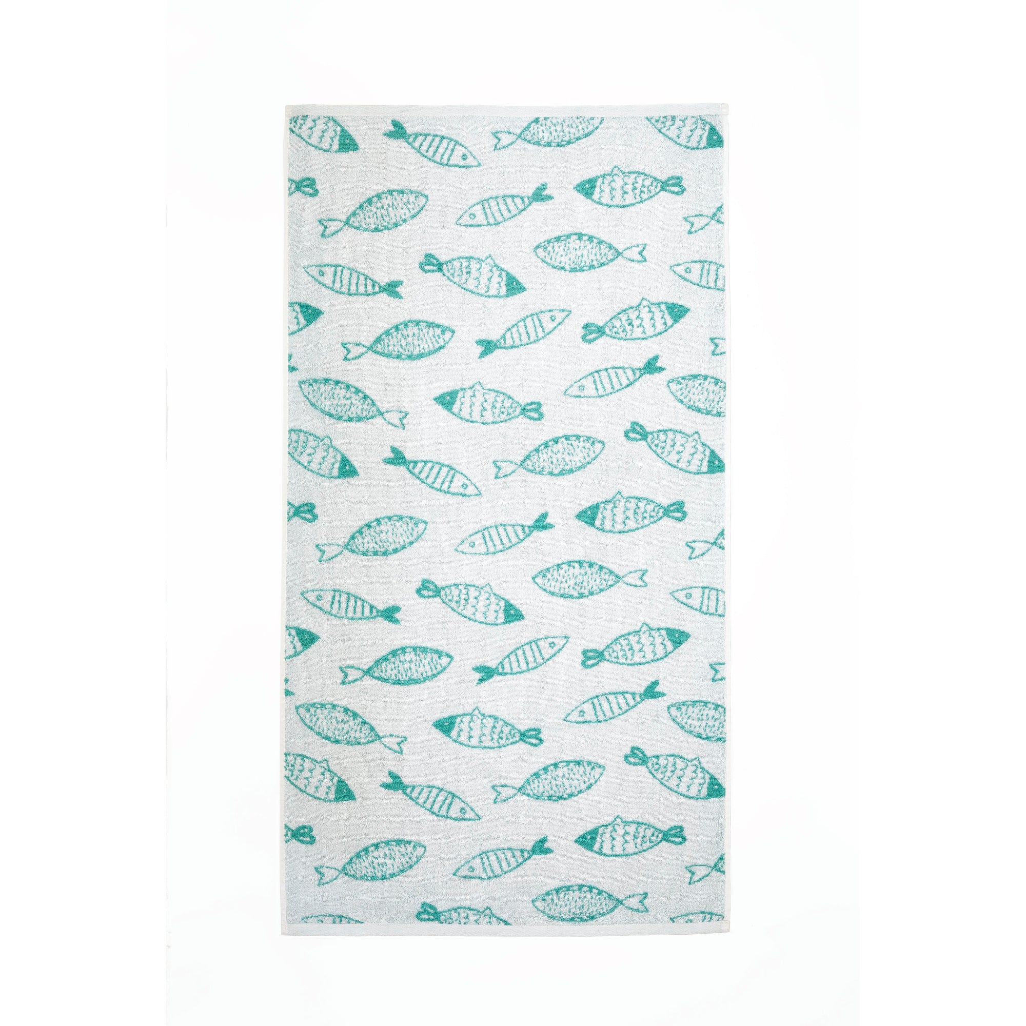 Hand Towel Fish by Fusion in Aqua/White