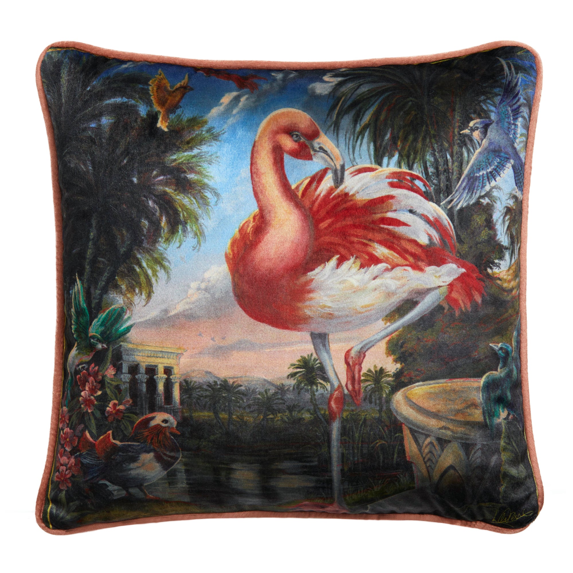 Filled Cushion Flamingo Go by Laurence Llewelyn-Bowen in Pink