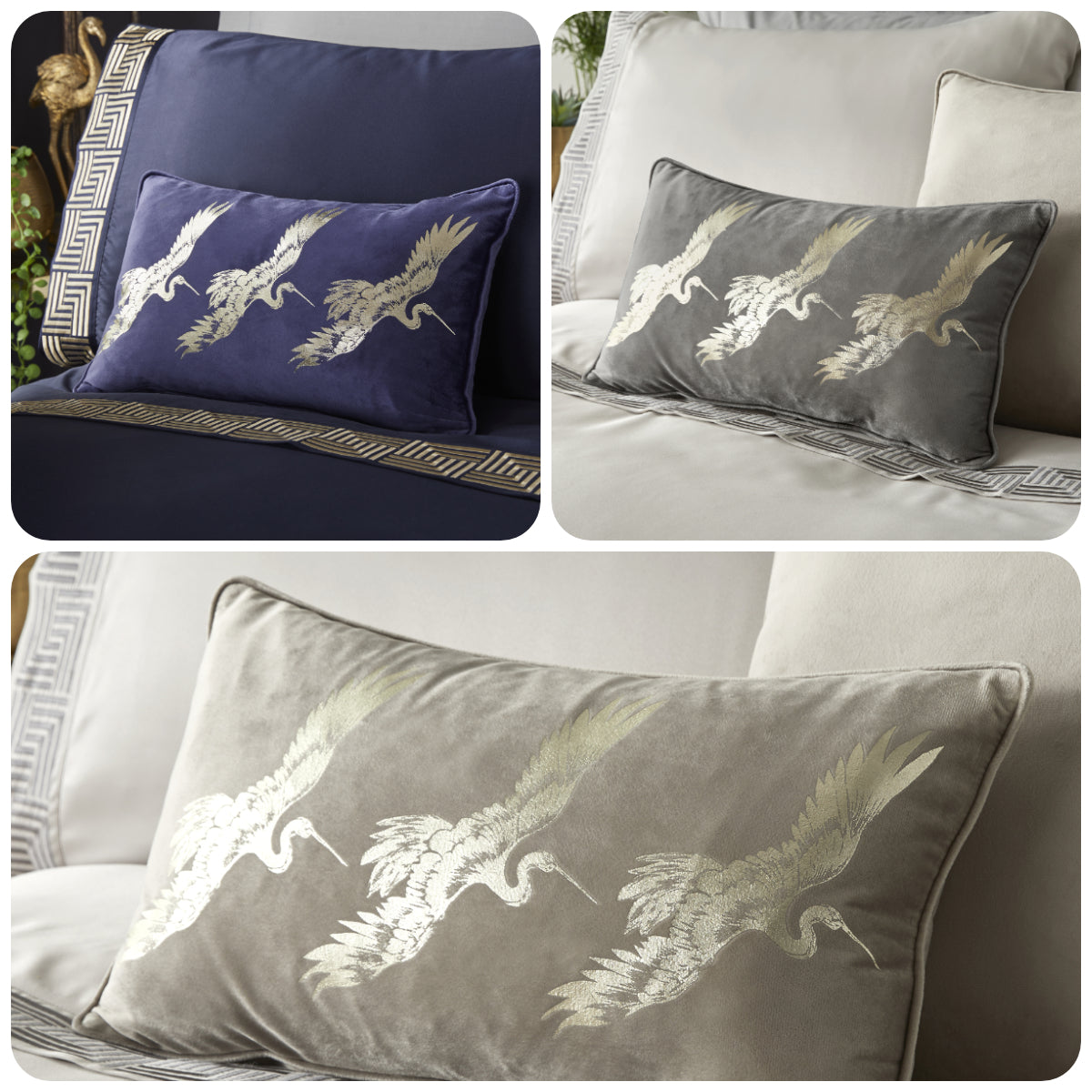Qing - Foil Print Filled Cushion - by Laurence Llewelyn-Bowen