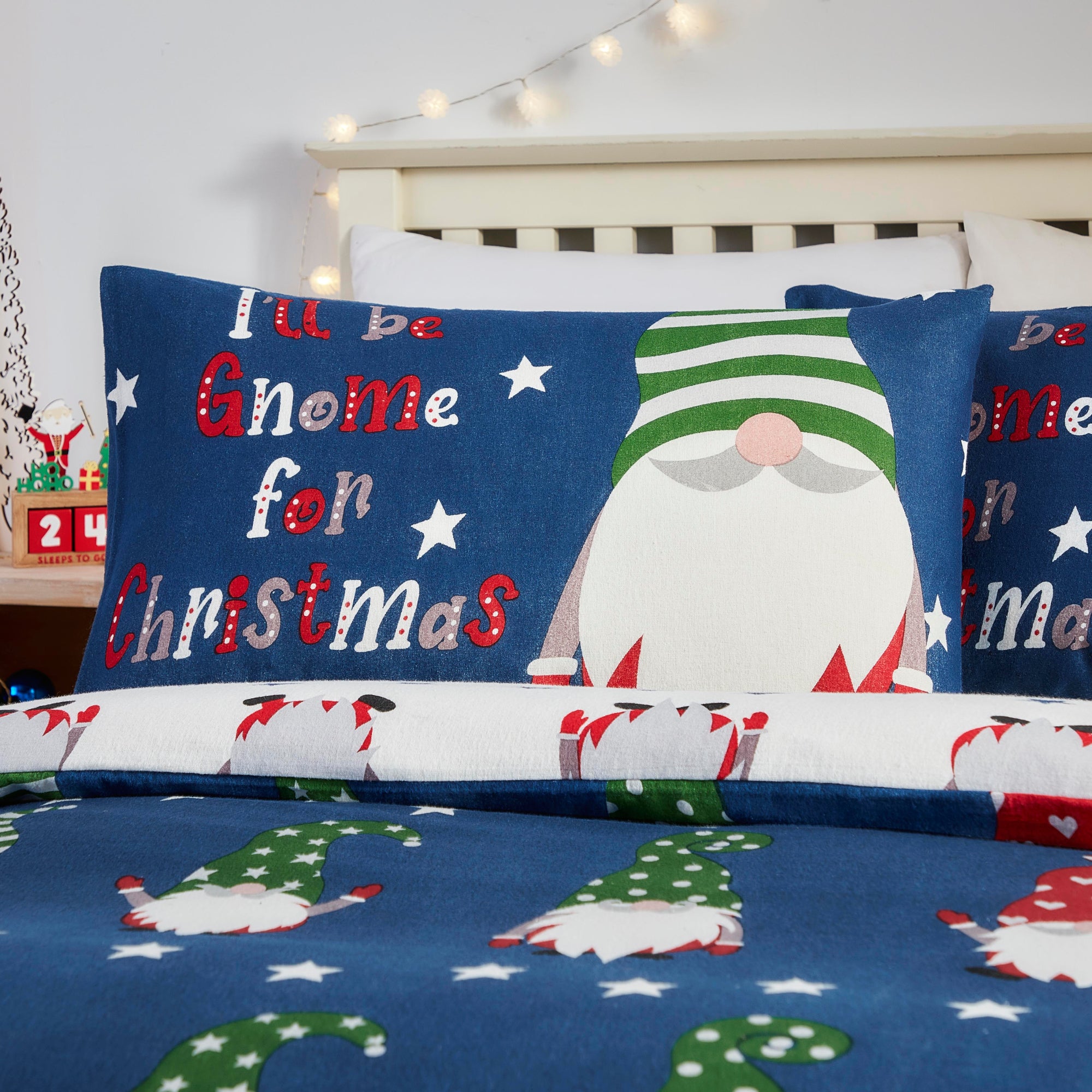 Duvet Cover Set Gnome For Christmas by Fusion Christmas in Navy
