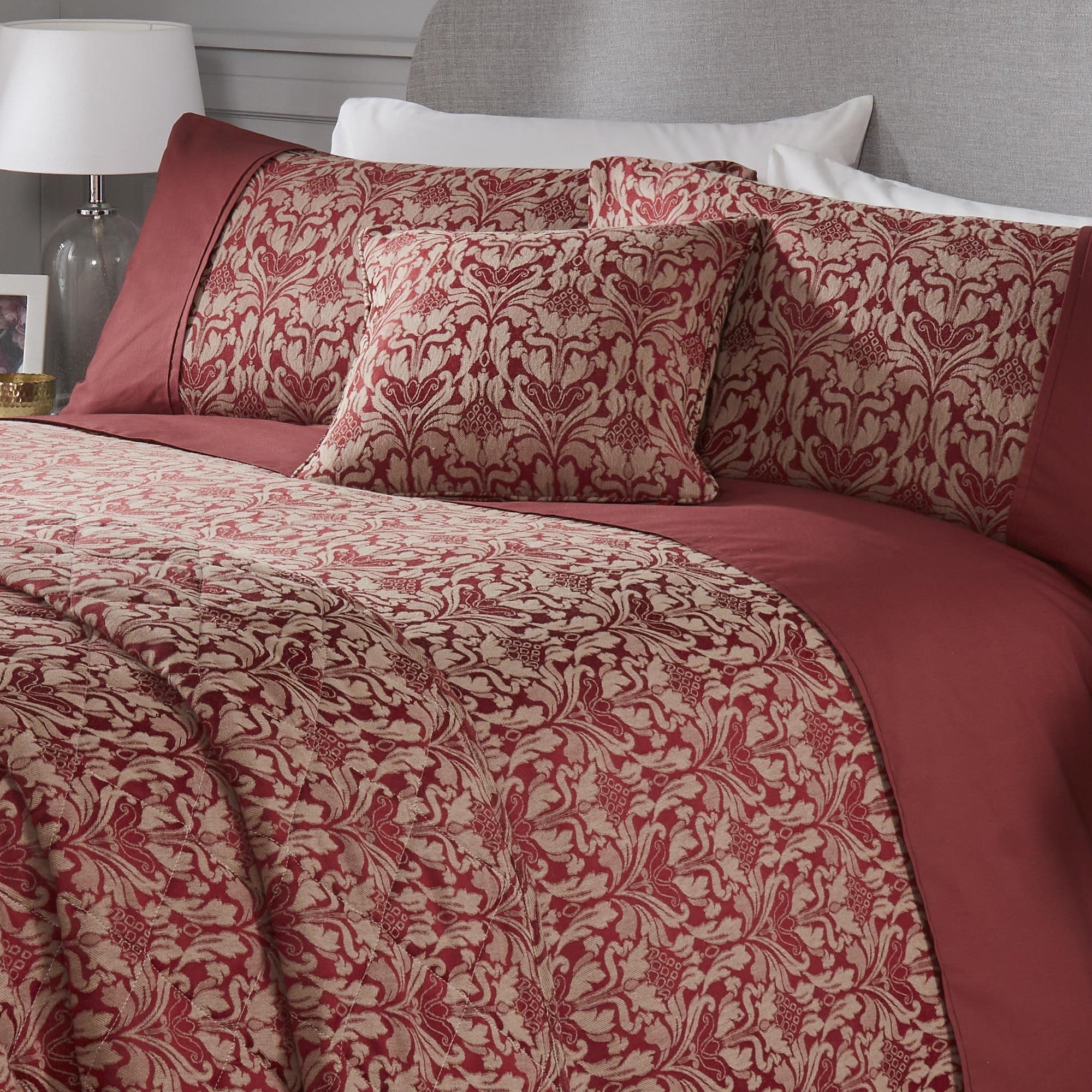 Filled Cushion Hawthorne by Dreams & Drapes Woven in Burgundy