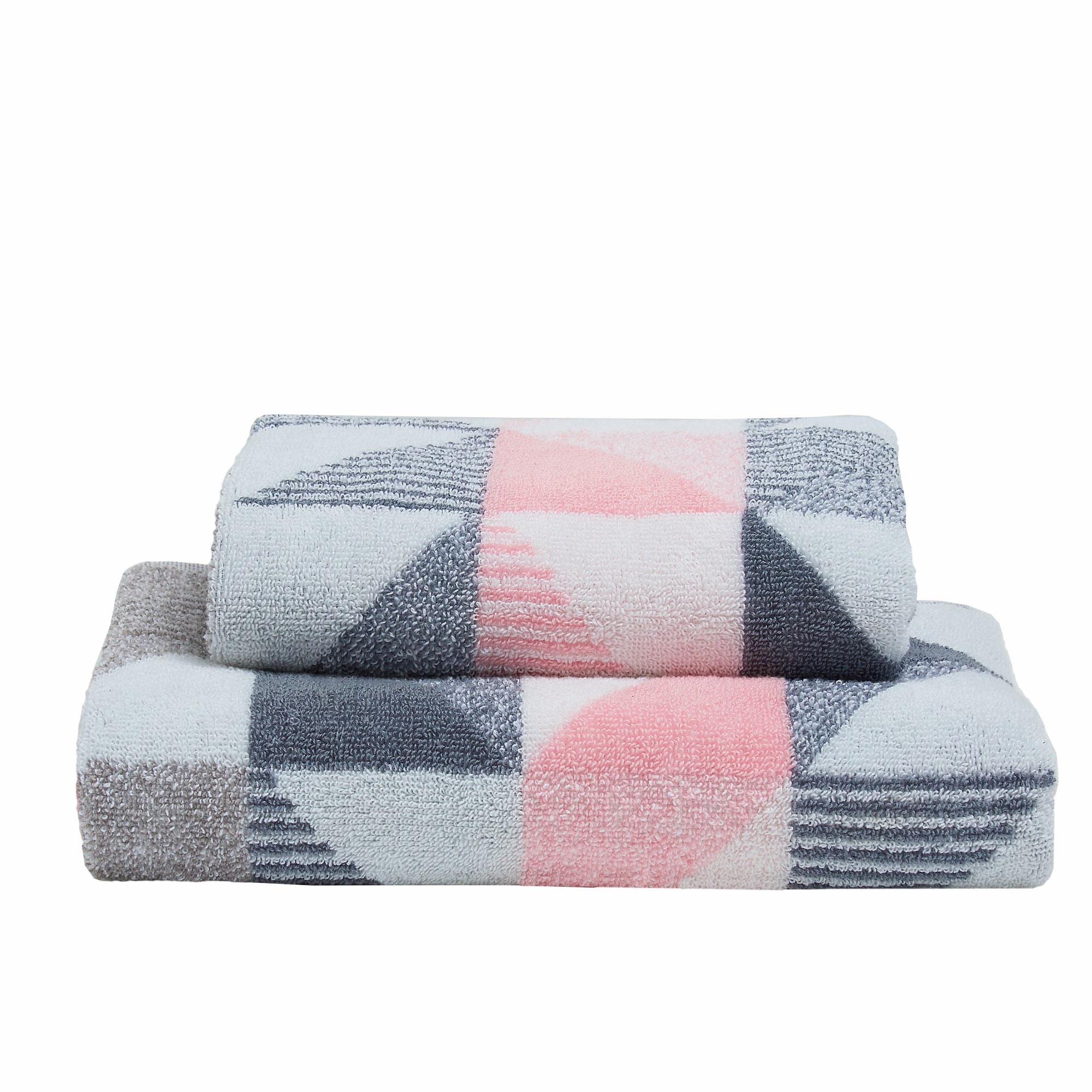 Hendra Hand and Bath Towels by Fusion Bathroom in Pink/Grey