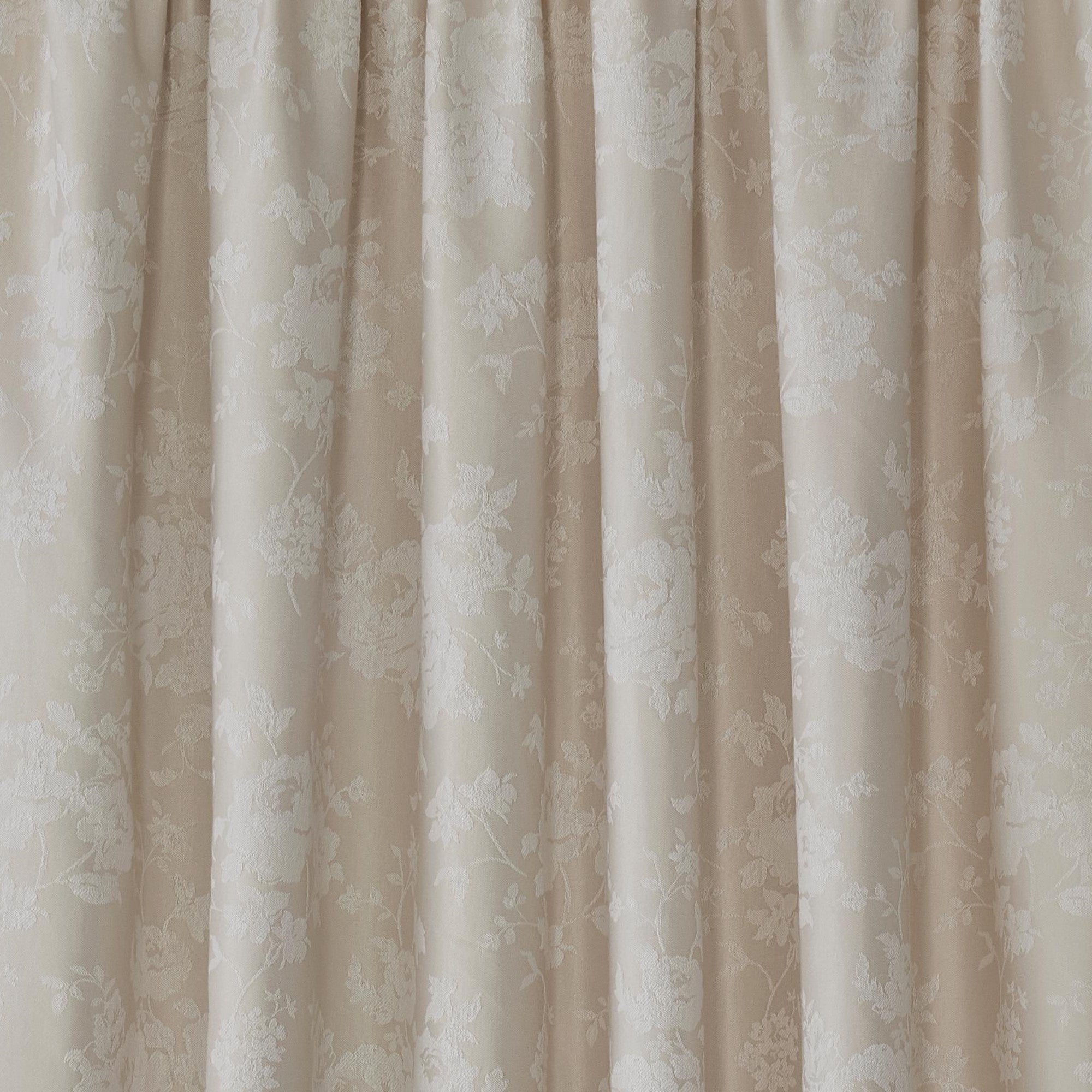 Pair of Pencil Pleat Curtains With Tie-Backs Imelda by Dreams & Drapes Woven in Ivory
