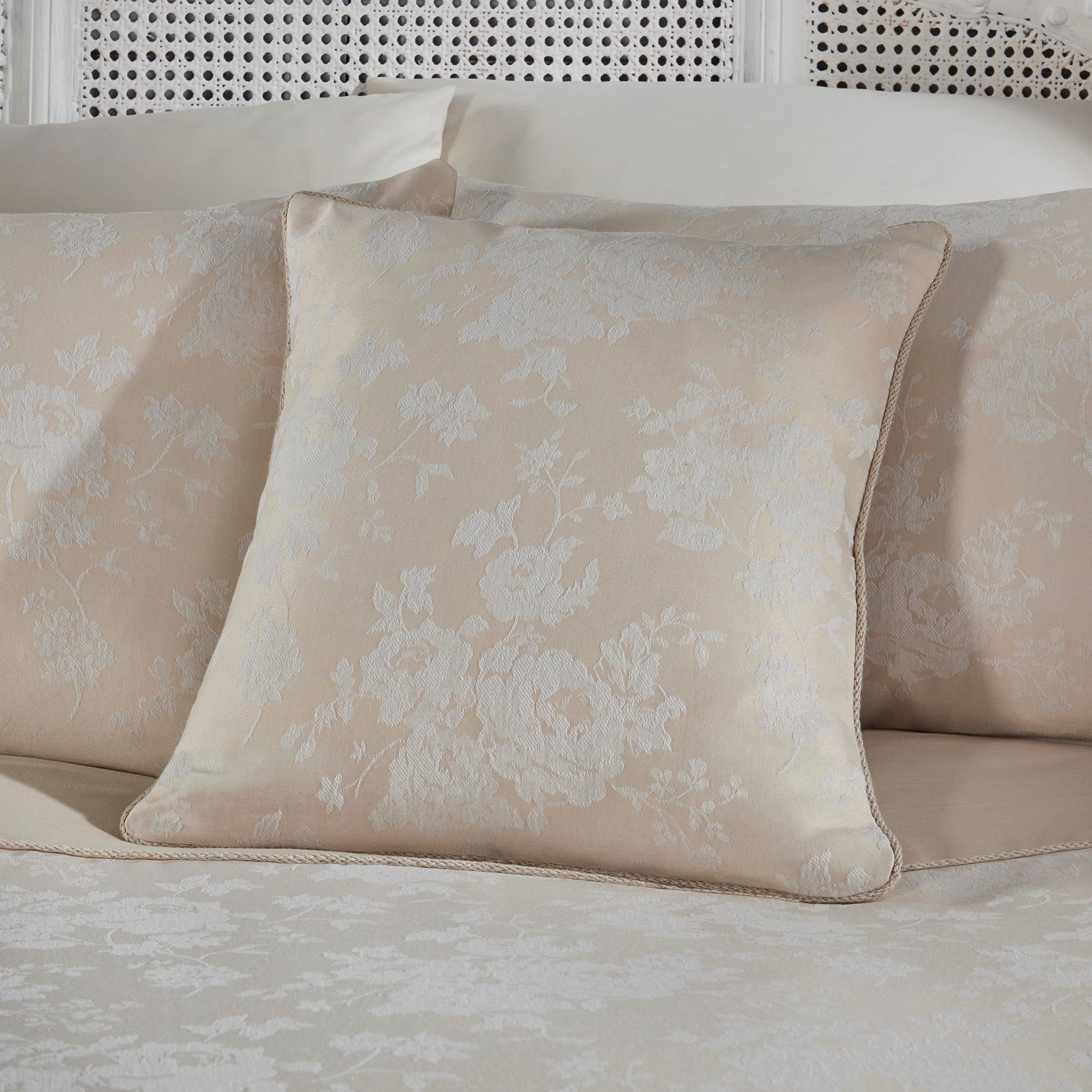 Filled Cushion Imelda by Dreams & Drapes Woven in Ivory