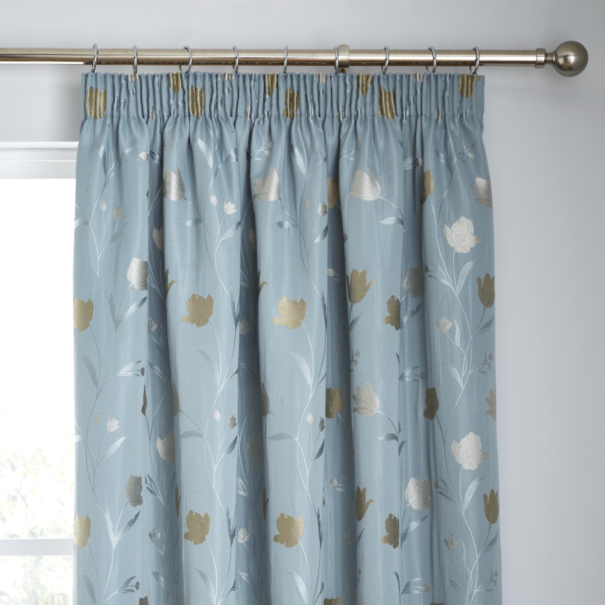 Pair of Pencil Pleat Curtains Juliette by Curtina in Duckegg