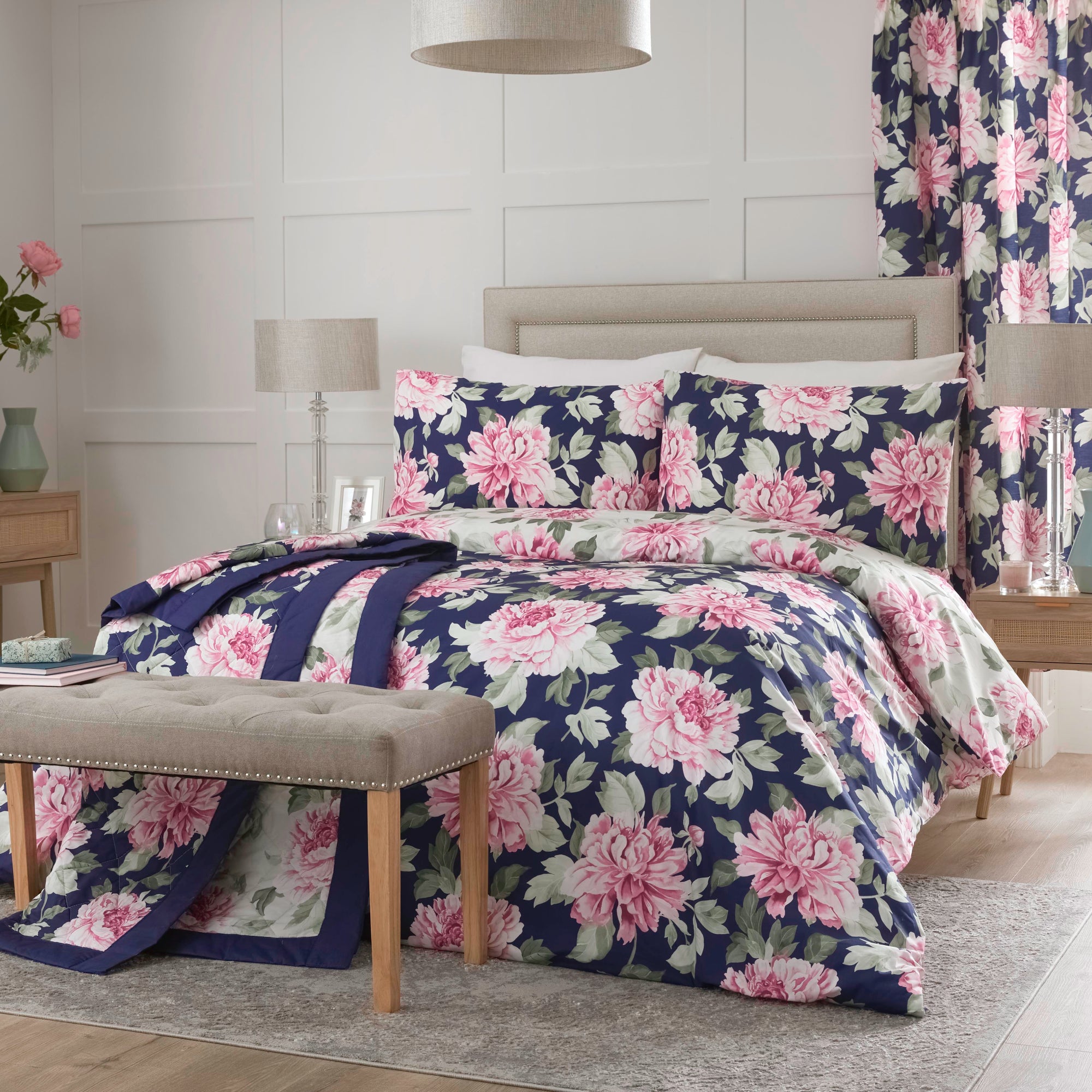 Duvet Cover Set Kirsten by Dreams And Drapes Design in Pink/Blue