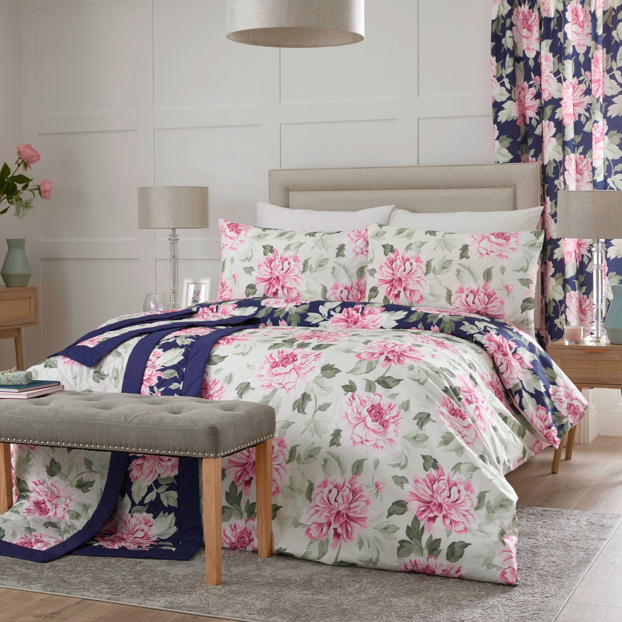 Duvet Cover Set Kirsten by Dreams And Drapes Design in Pink/Blue