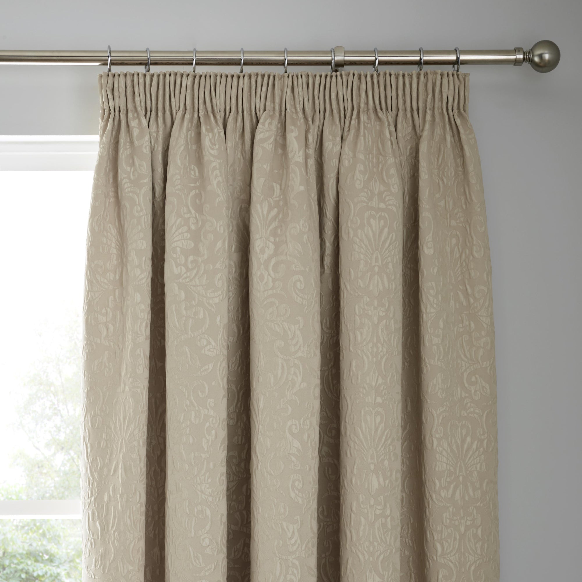 Pair of Pencil Pleat Curtains Lamina by Curtina in Natural