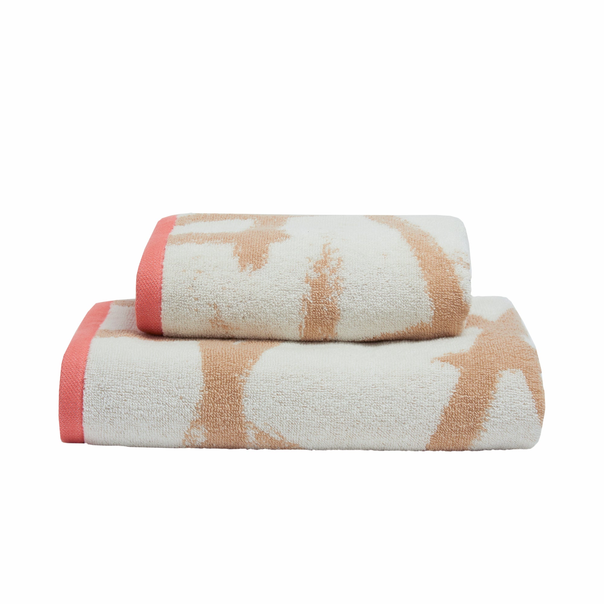 Leda Hand and Bath Towels by Fusion Bathroom in Natural/Coral