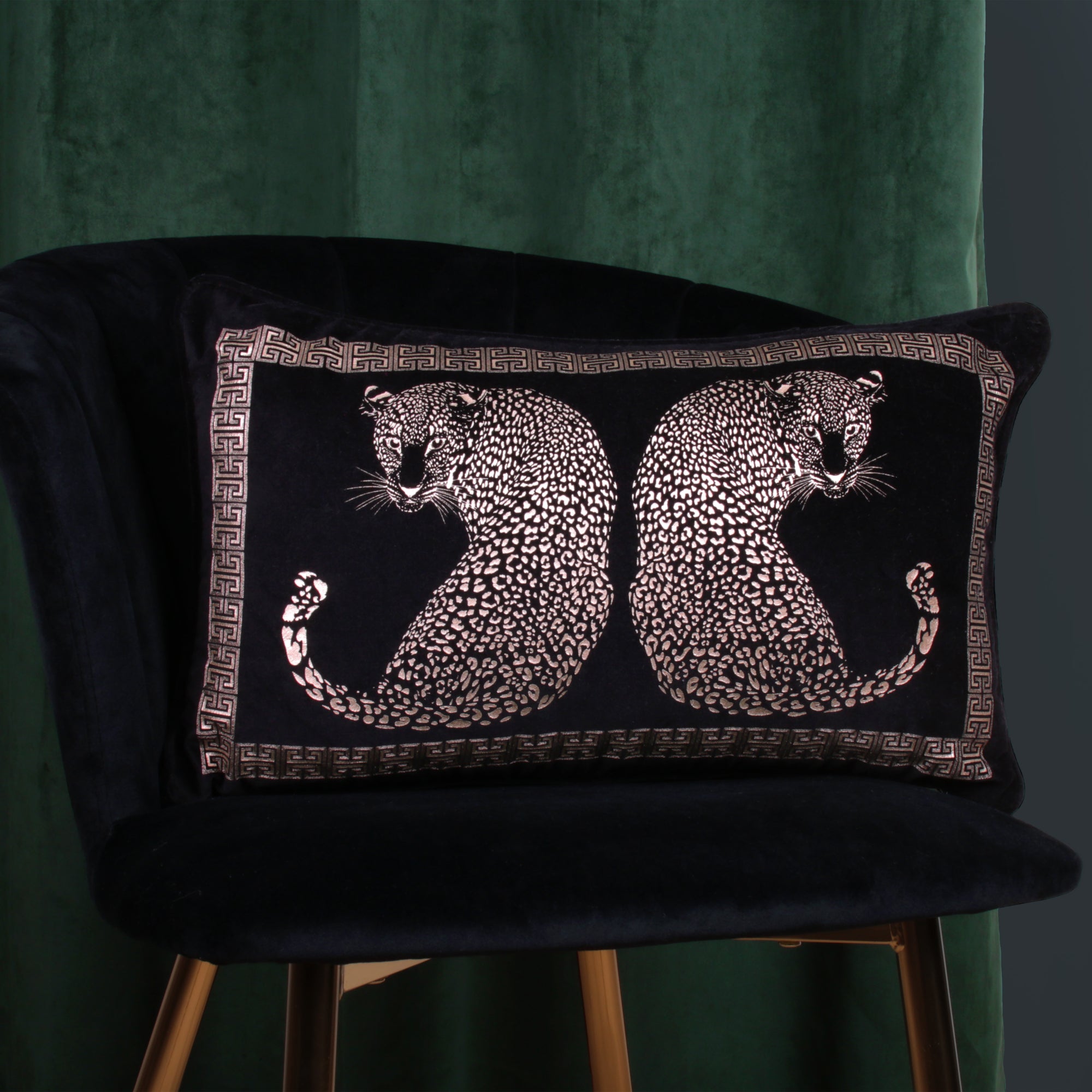 Filled Cushion Leopard by Soiree in Black/Gold