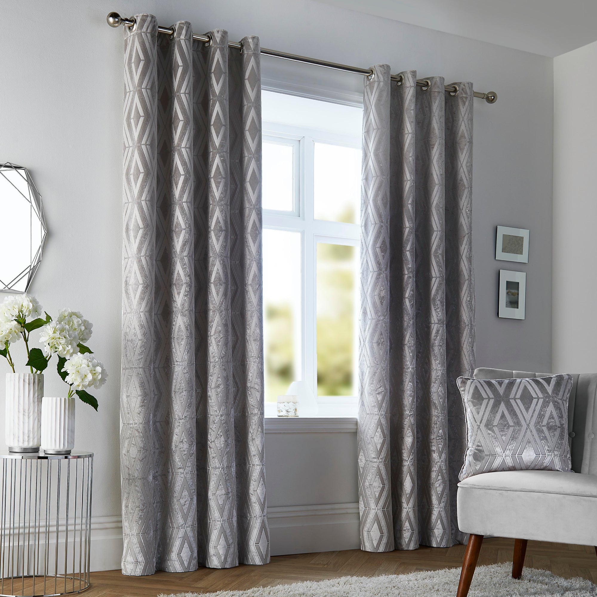 Pair of Eyelet Curtains Marco by Curtina in Silver
