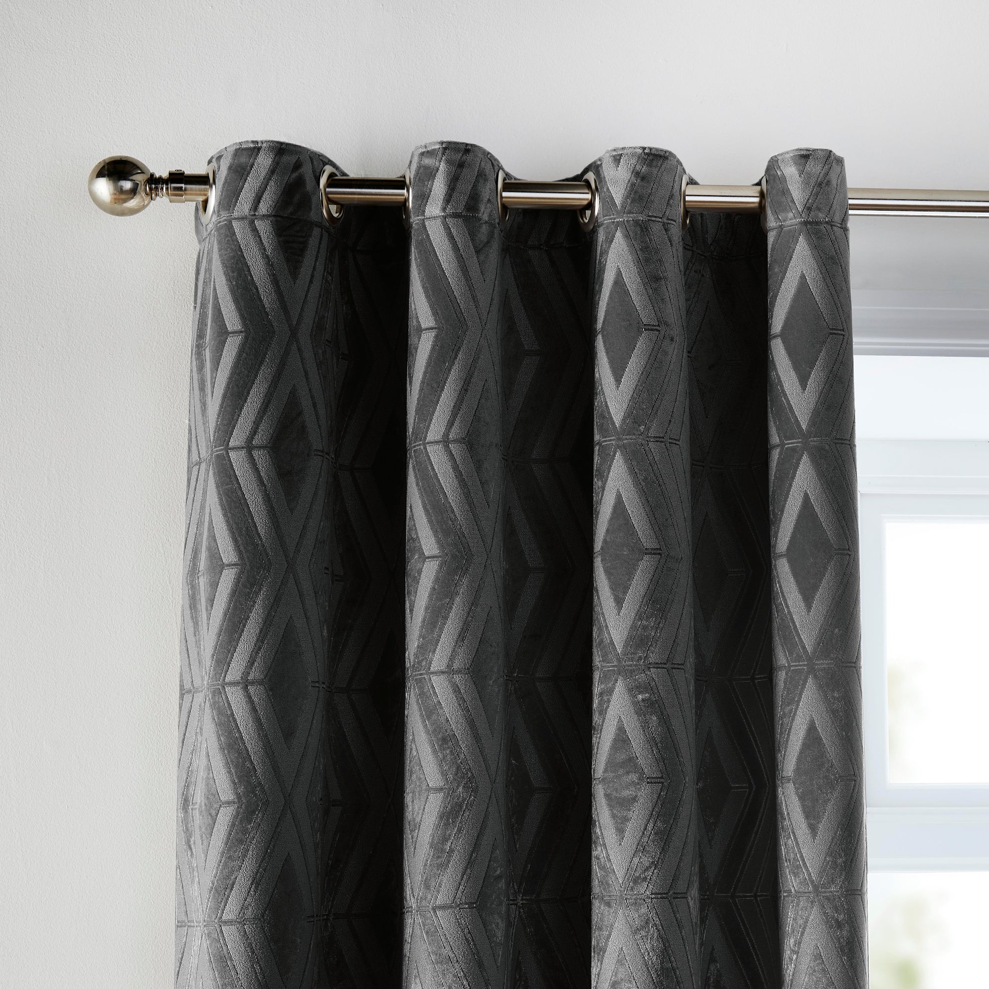 Pair of Eyelet Curtains Marco by Curtina in Slate