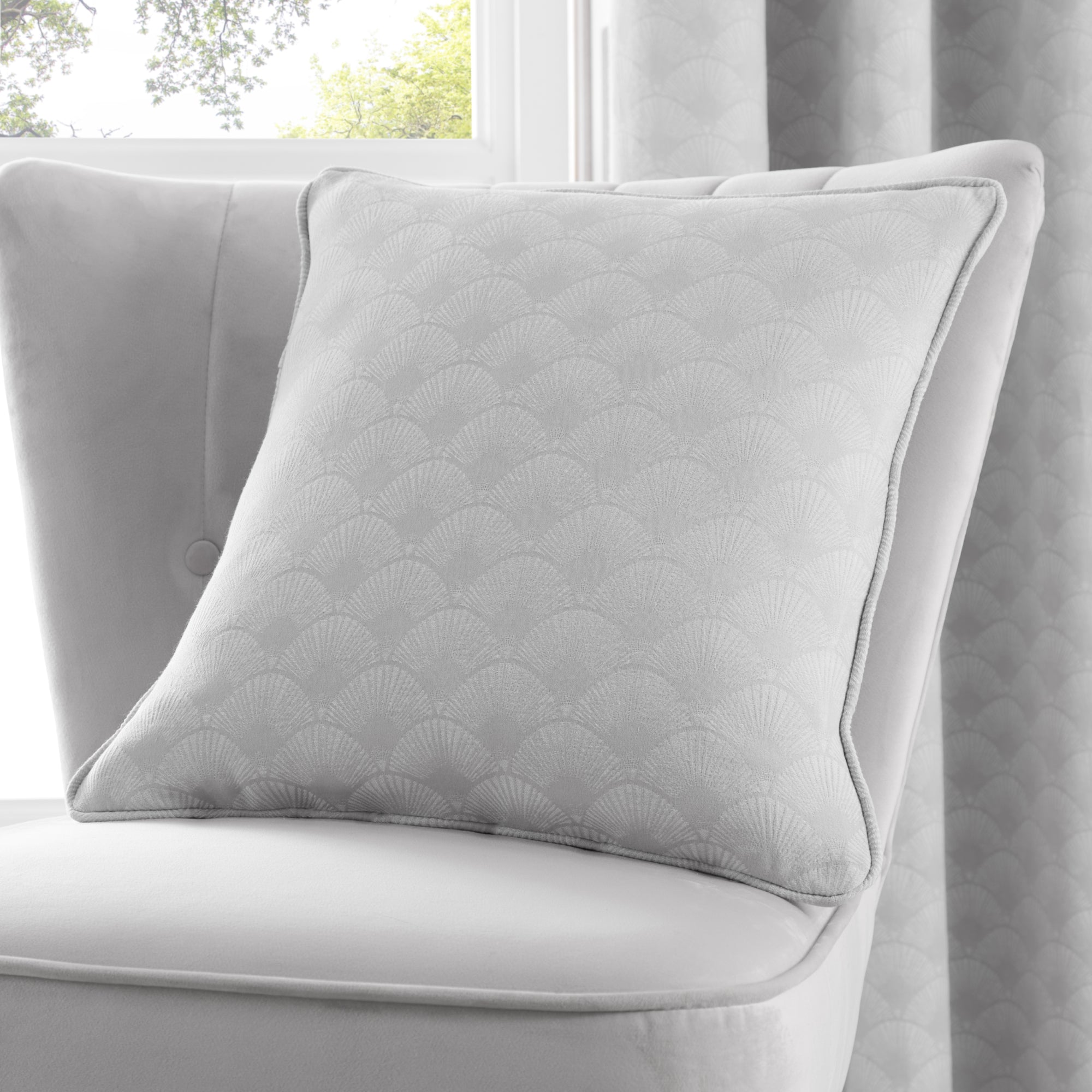 Tiffany - Jacquard Filled Cushion in Silver - by D&D Woven