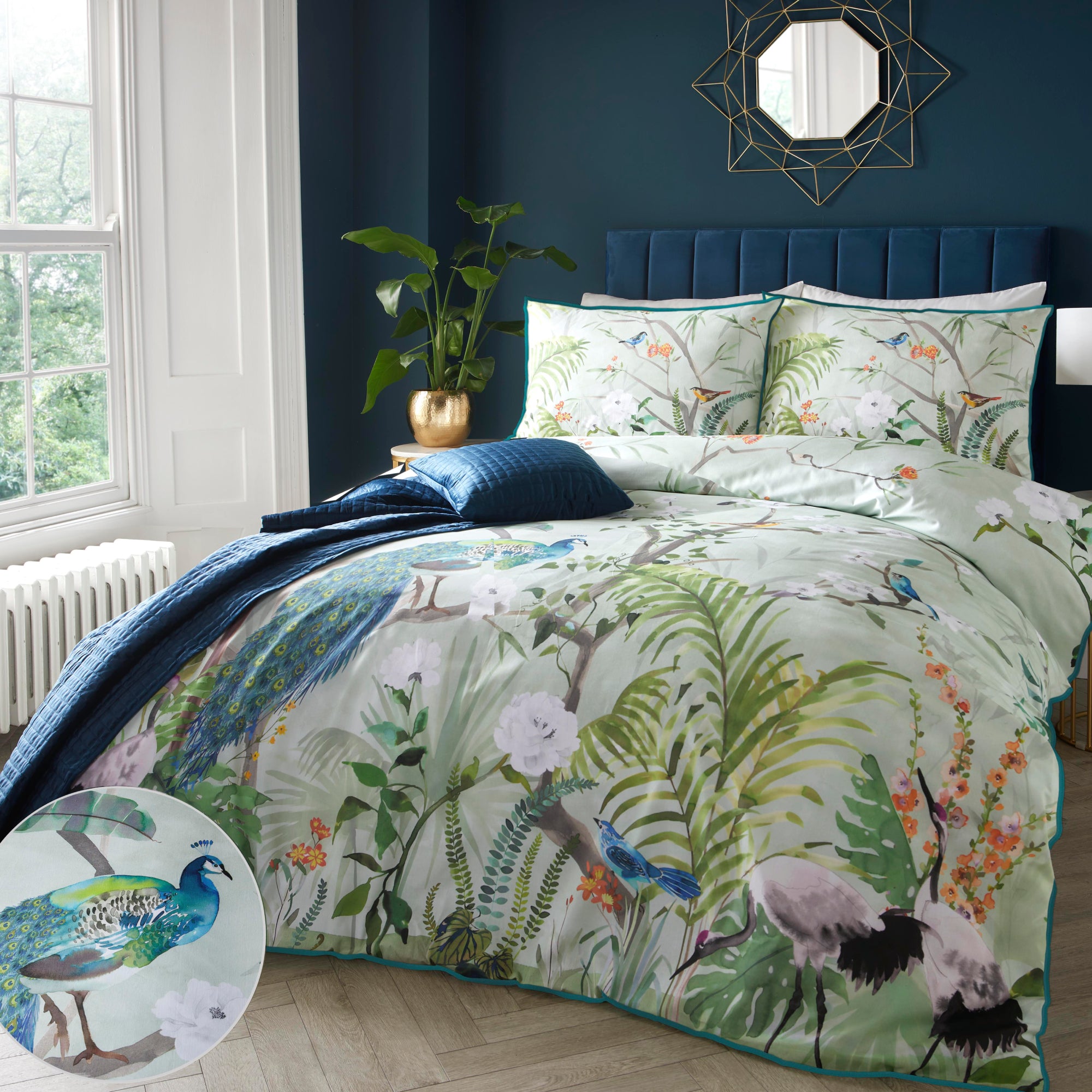 Duvet Cover Set Peacock Jungle by Soiree in Green