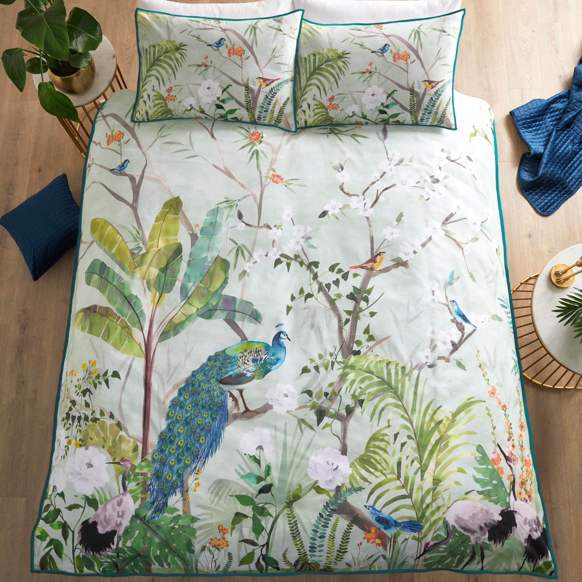 Duvet Cover Set Peacock Jungle by Soiree in Green