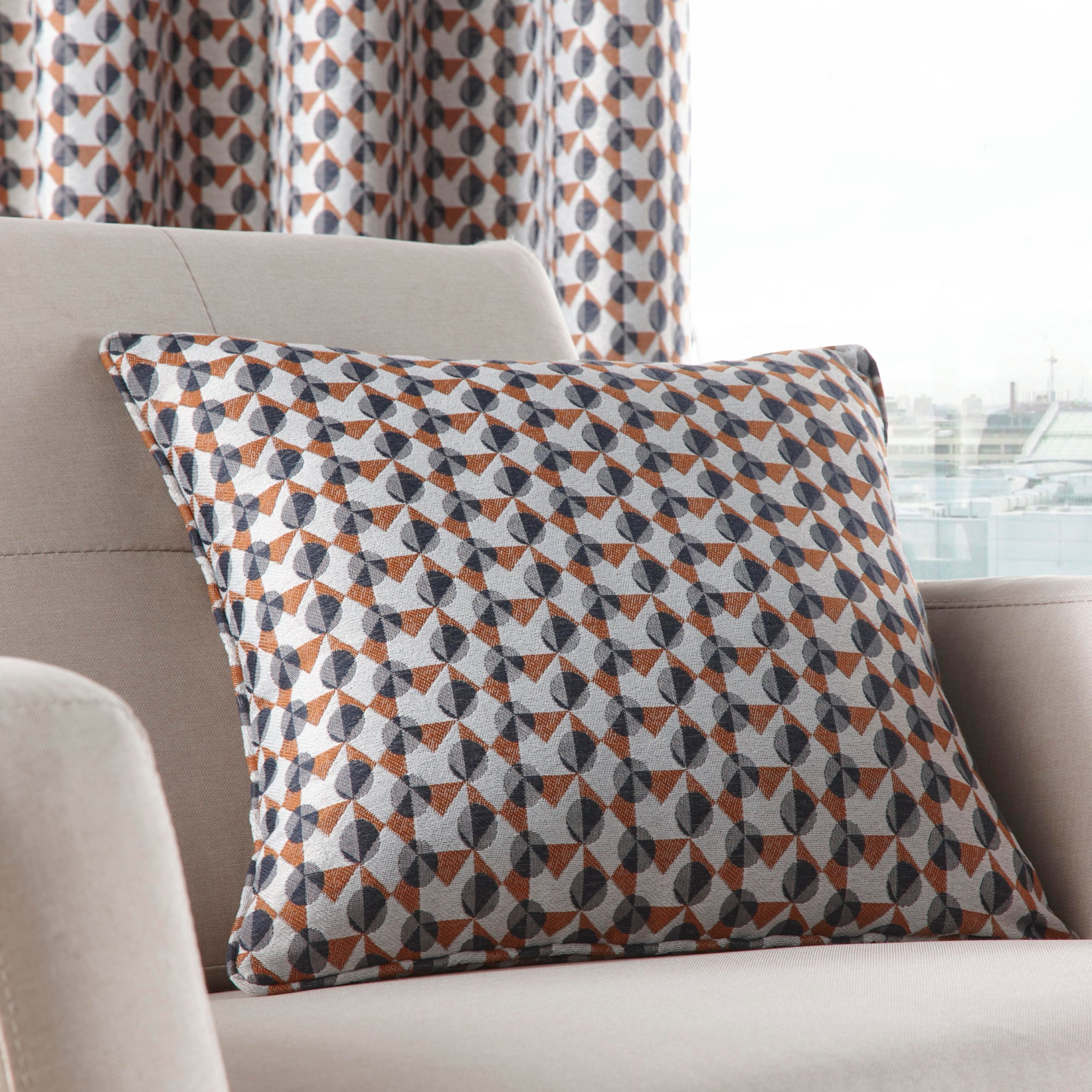 Filled Cushion Prado by Fusion in Grey/Terracotta