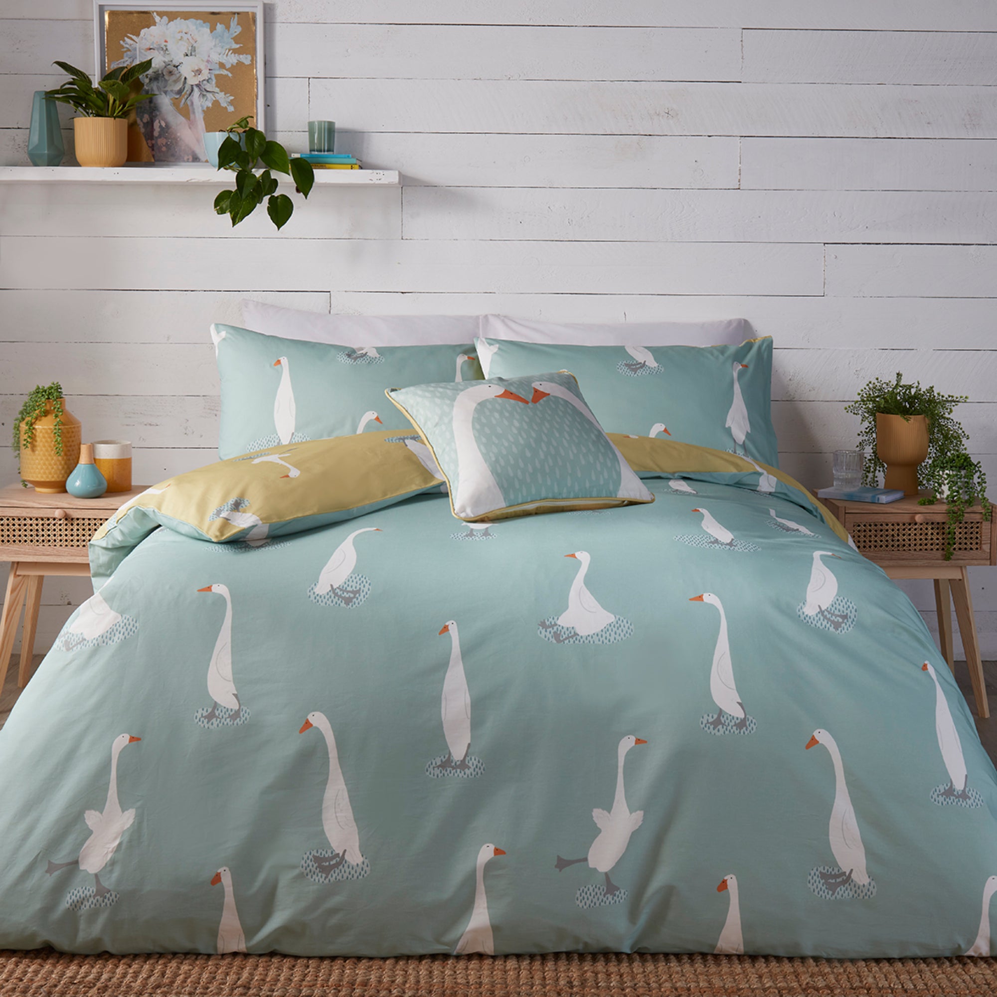 Filled Cushion Puddles The Duck by Fusion in Teal