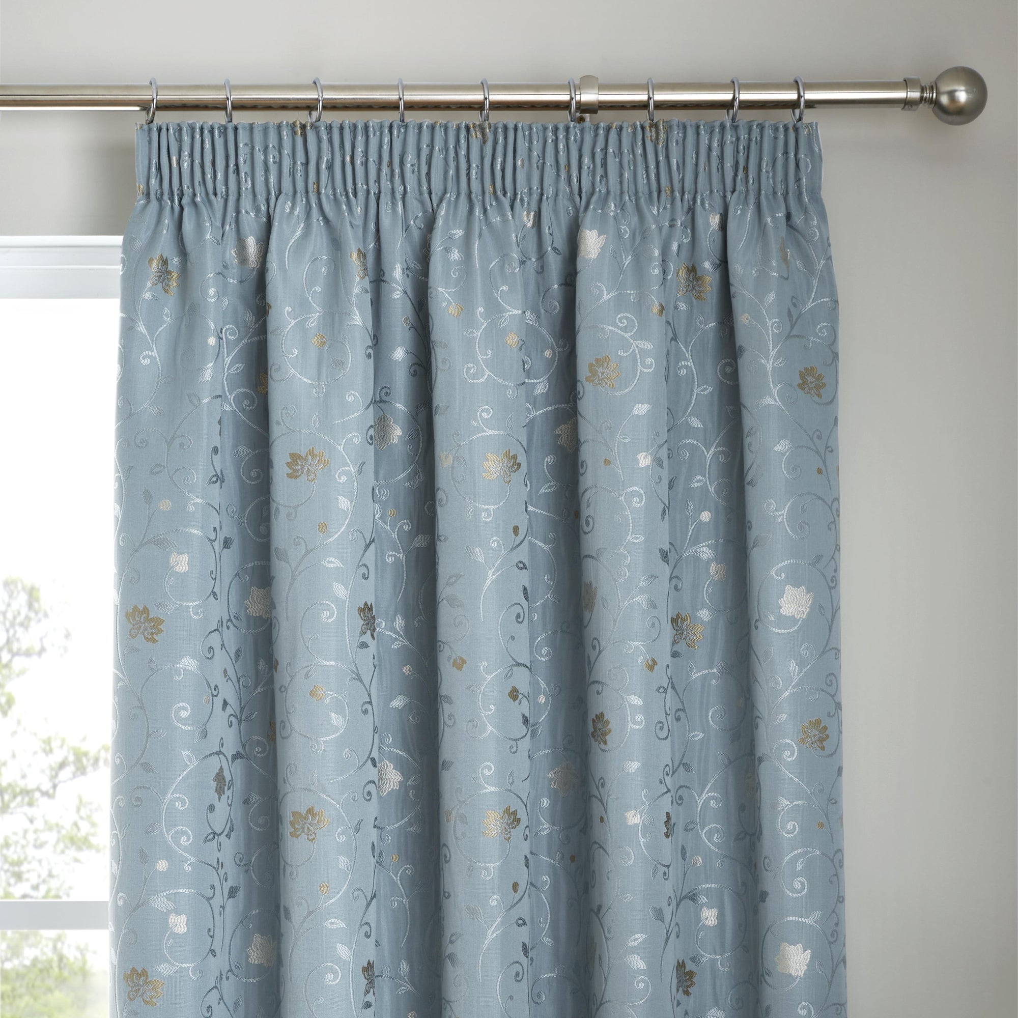 Pair of Pencil Pleat Curtains Renata by Curtina in Duckegg
