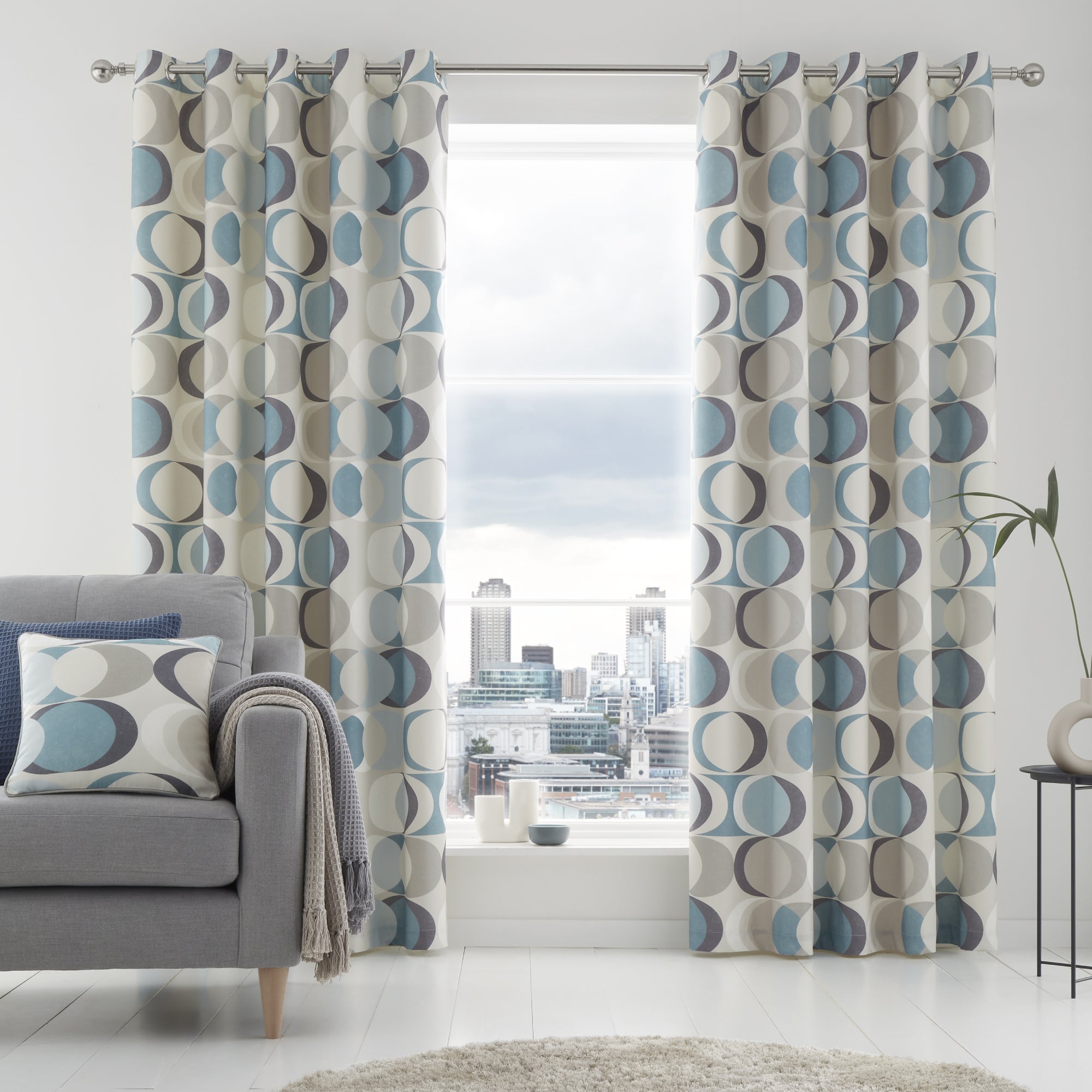 Pair of Eyelet Curtains Sander by Fusion in Duck Egg