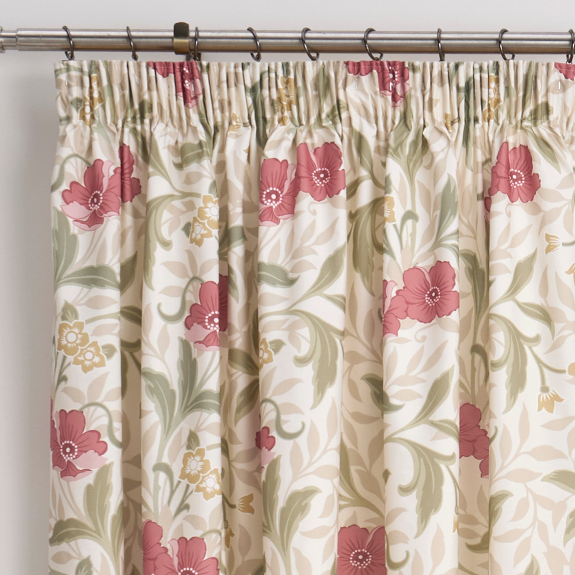 Pair of Pencil Pleat Curtains With Tie-Backs Sandringham by Dreams & Drapes Design in Red
