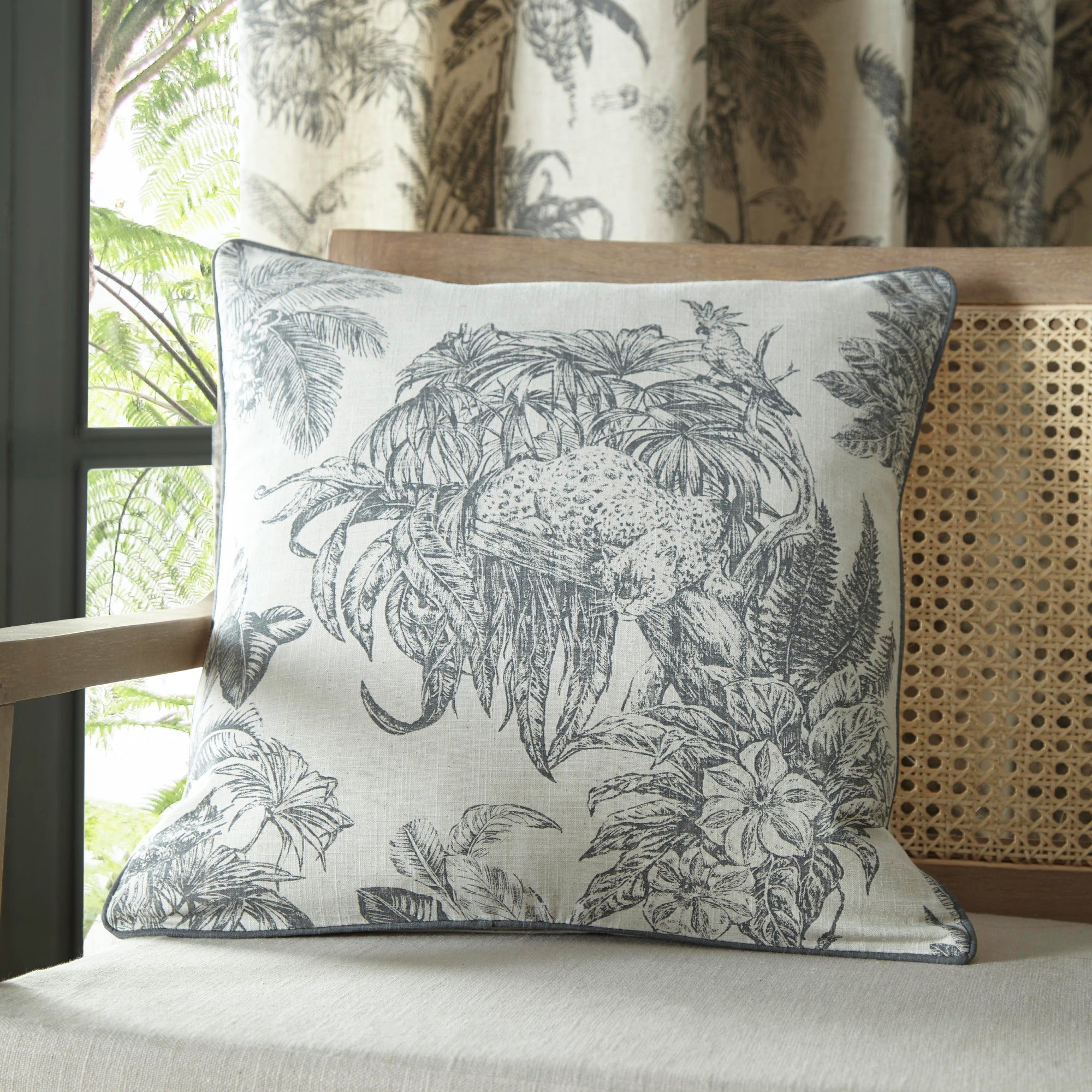 Filled Cushion Saranda by Fusion in Charcoal
