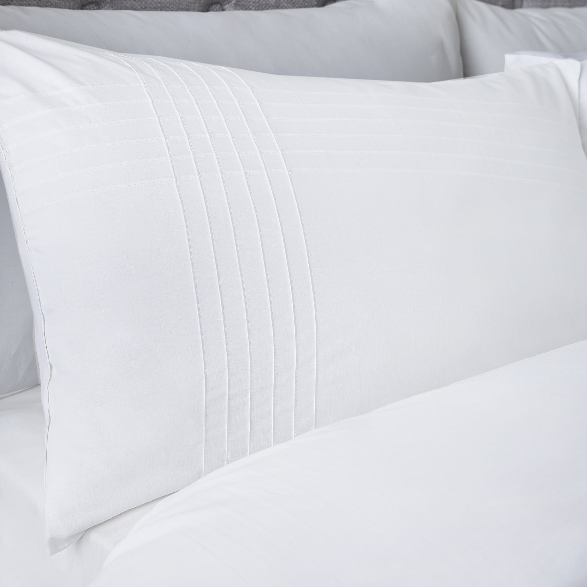 Amalfi - Easy Care Pintuck Duvet Cover Set in White - by Serene