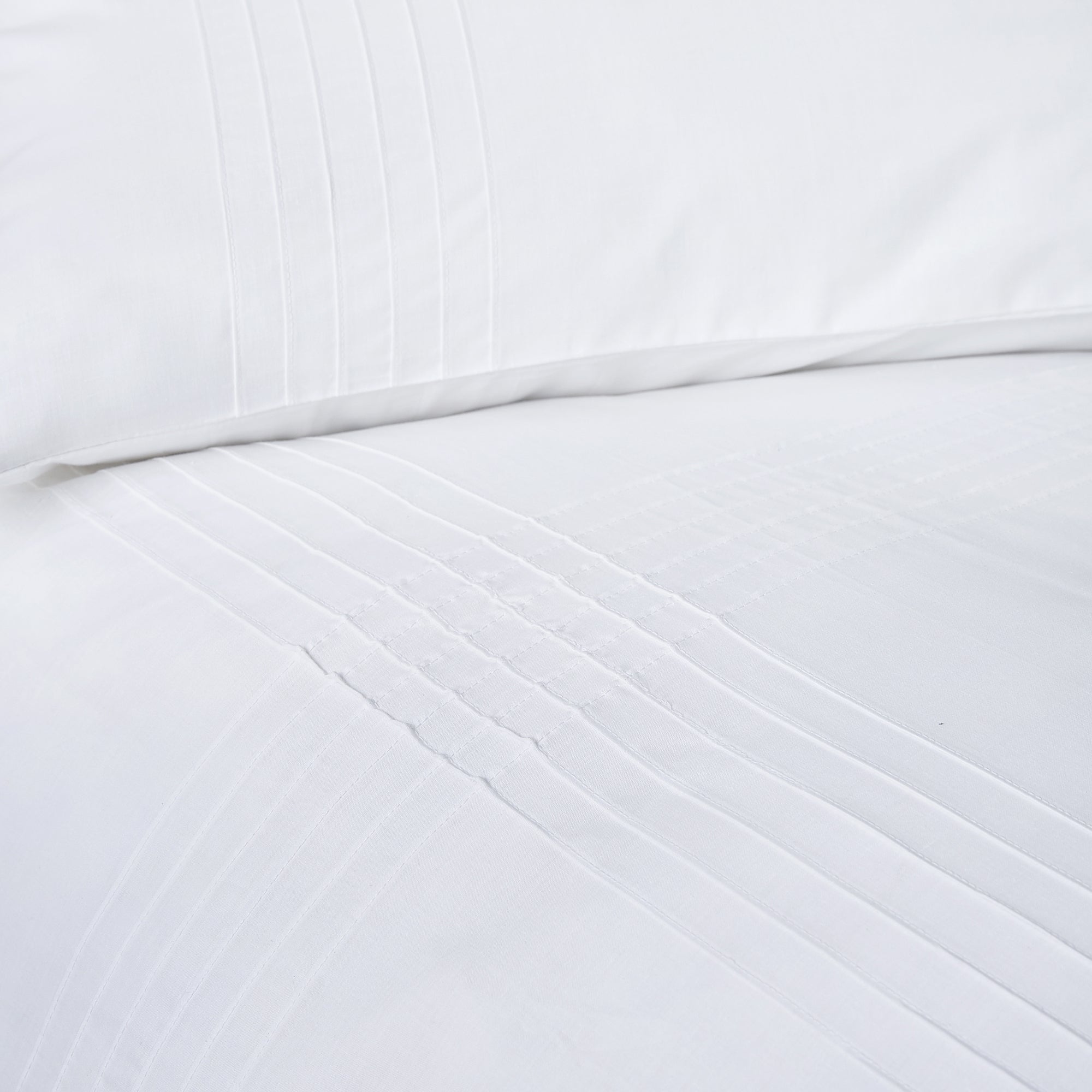 Amalfi - Easy Care Pintuck Duvet Cover Set in White - by Serene