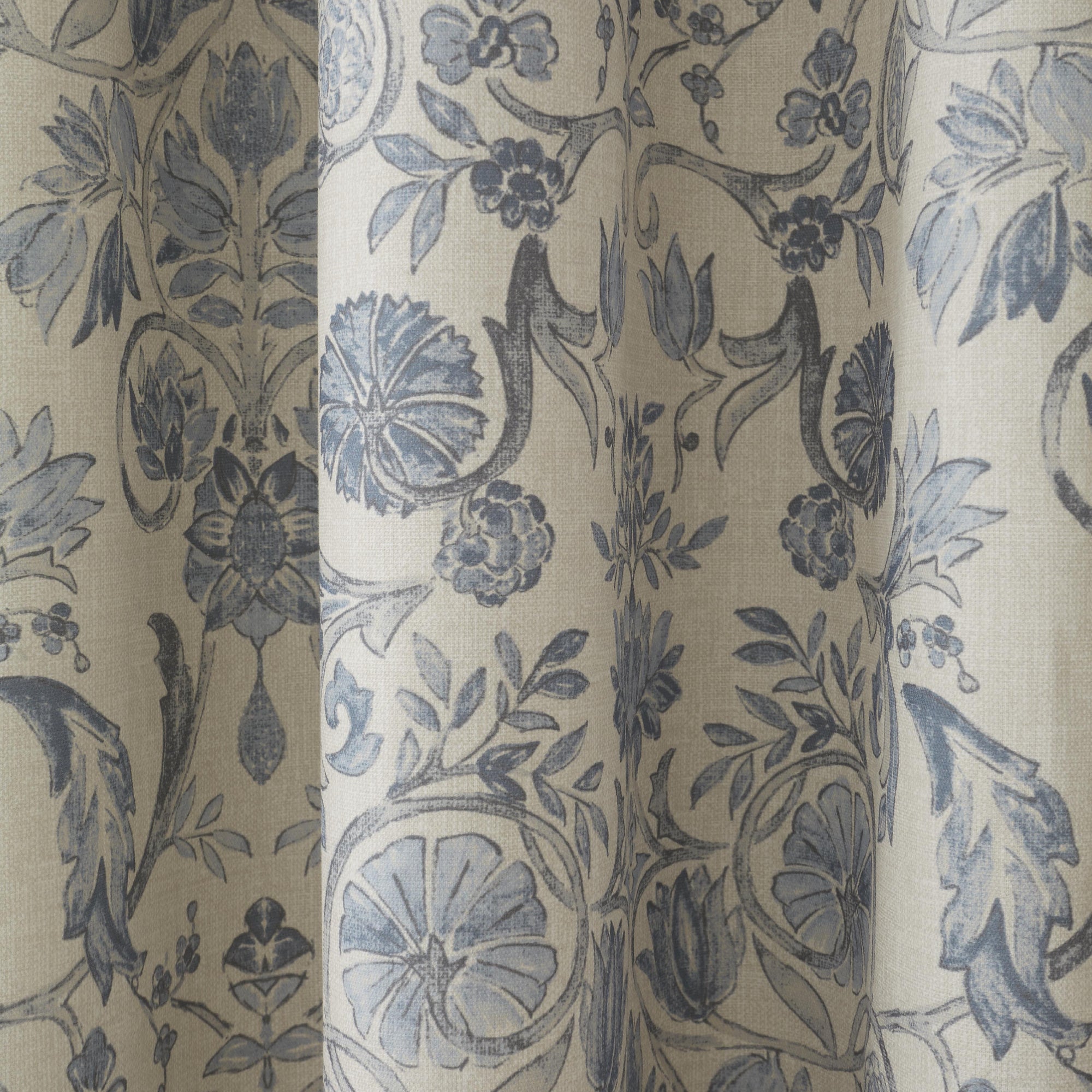 Pair of Pencil Pleat Curtains With Tie-Backs Averie by Dreams & Drapes Design in Blue