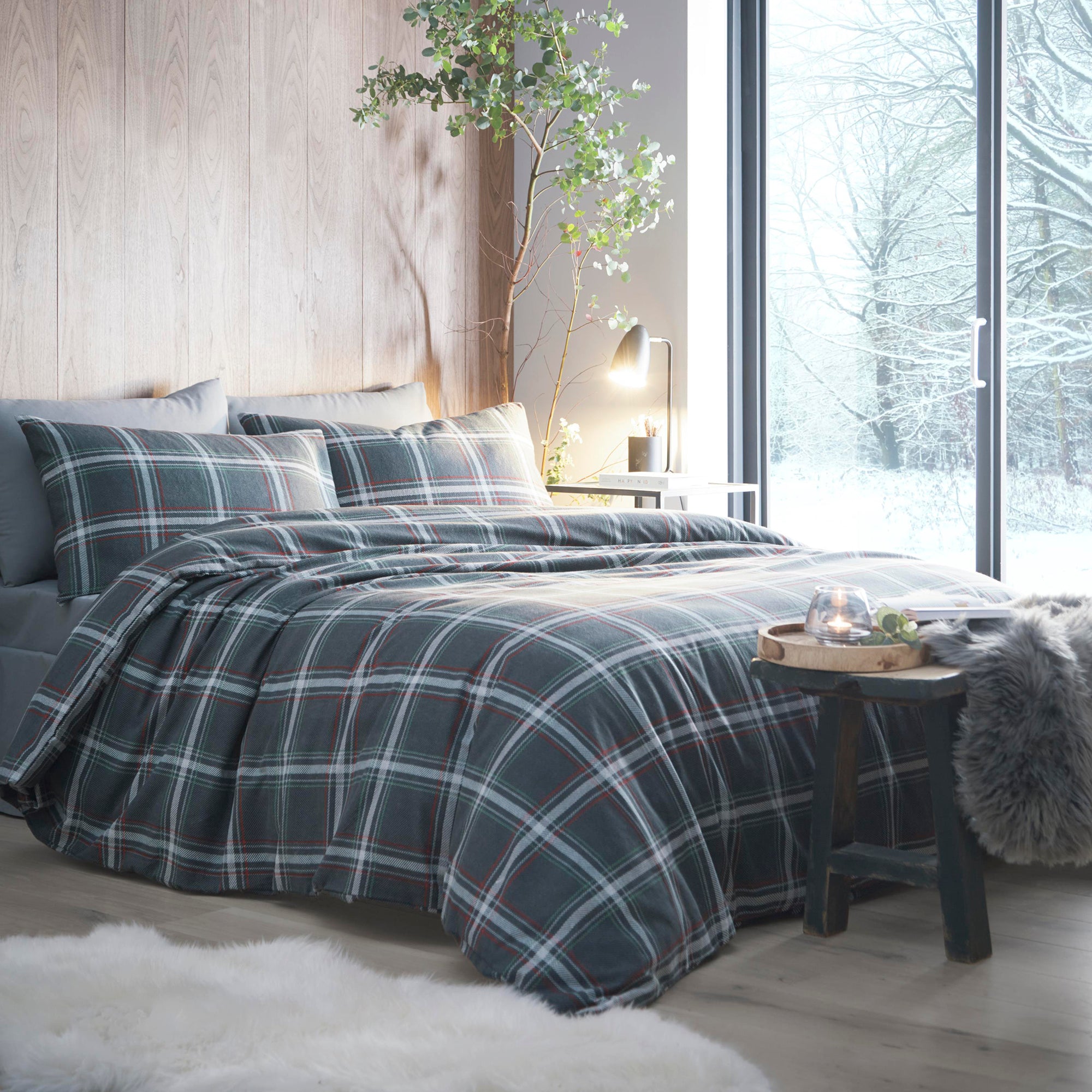 Aviemore - 100% Cotton Duvet Cover Set in Charcoal - by Appletree Hygge