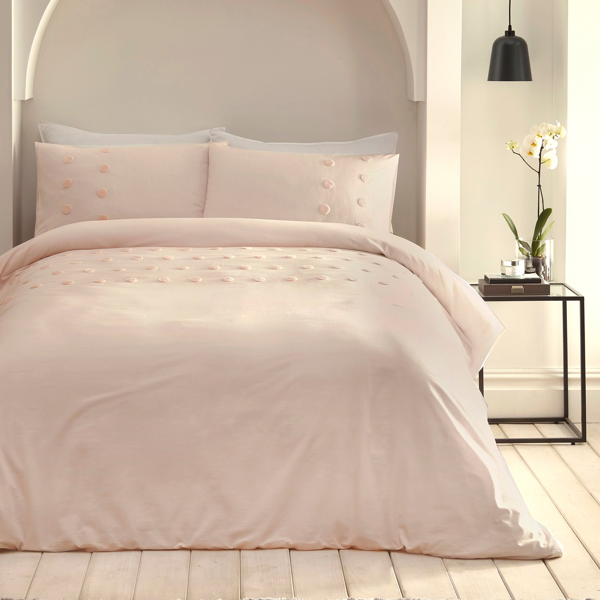 Ayda - Tufted Spots 100% Cotton Duvet Cover Set in Blush - by Appletree Boutique