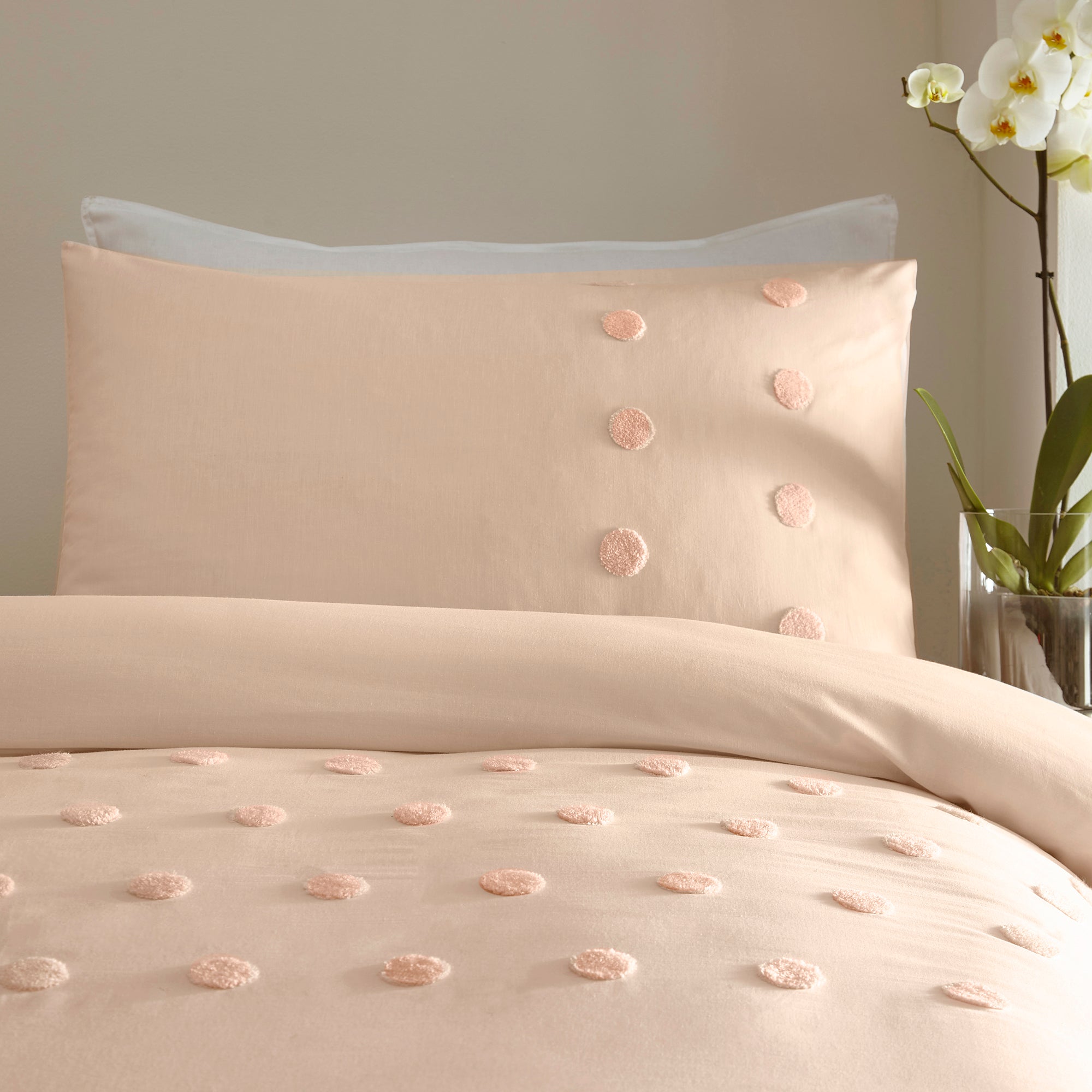 Ayda - Tufted Spots 100% Cotton Duvet Cover Set in Blush - by Appletree Boutique
