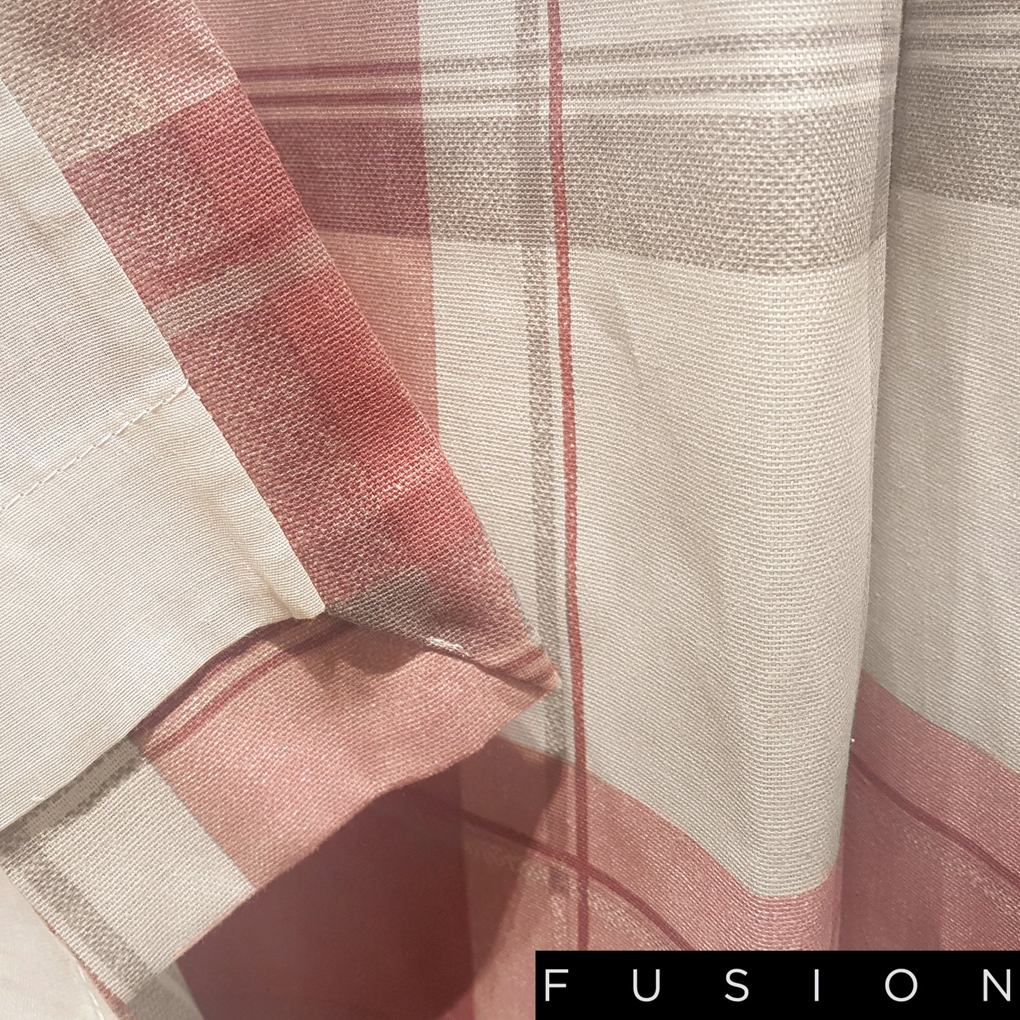 Balmoral Check - 100% Cotton Lined Eyelet Curtains in Blush- by Fusion