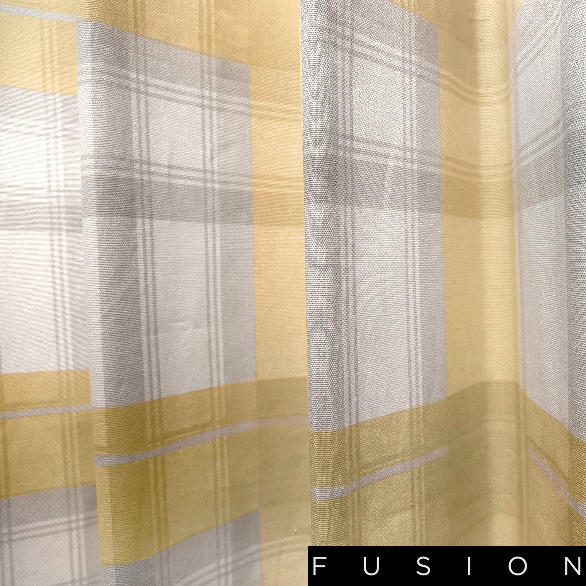 Balmoral Check - 100% Cotton Lined Eyelet Curtains in Ochre - by Fusion