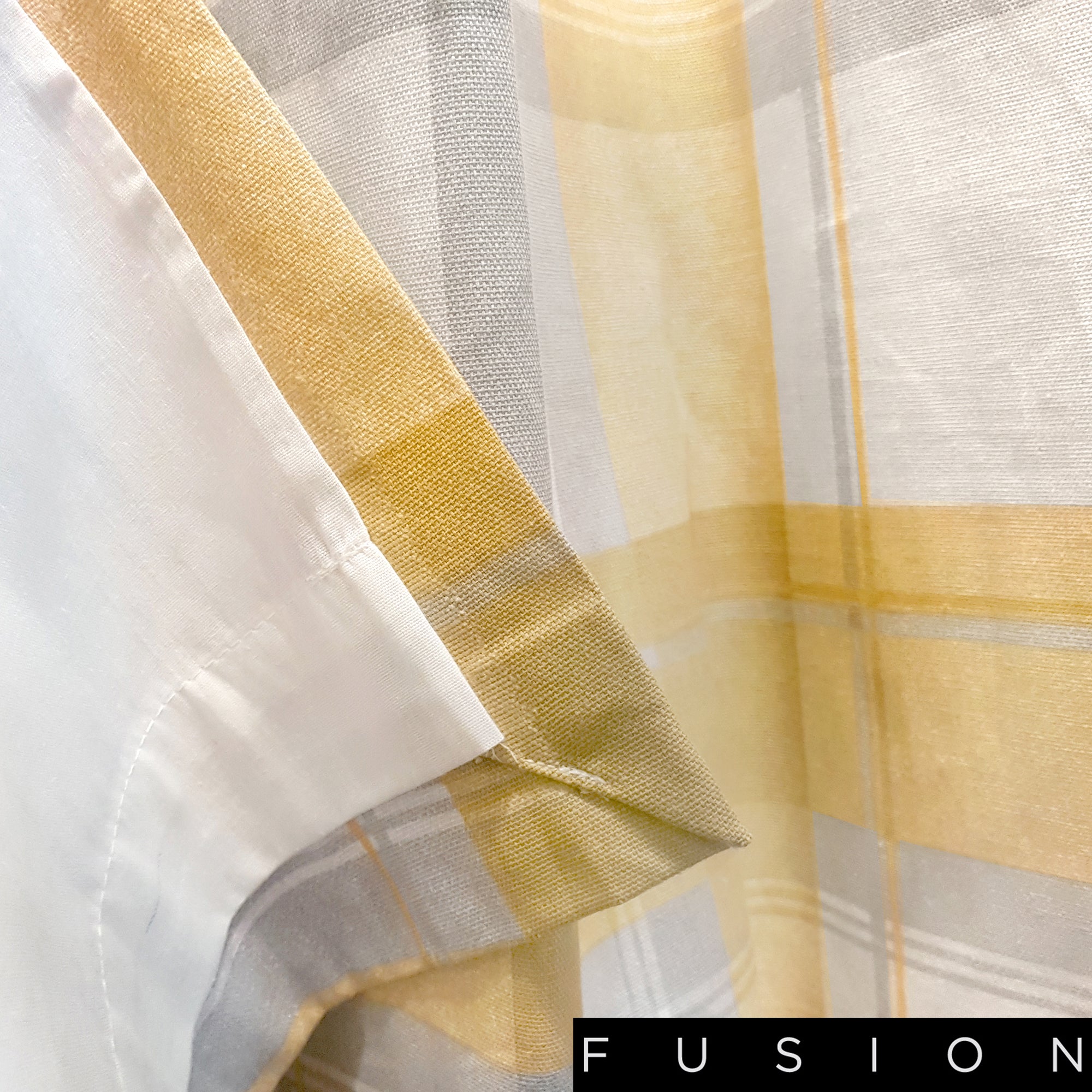 Balmoral Check - 100% Cotton Lined Eyelet Curtains in Ochre - by Fusion