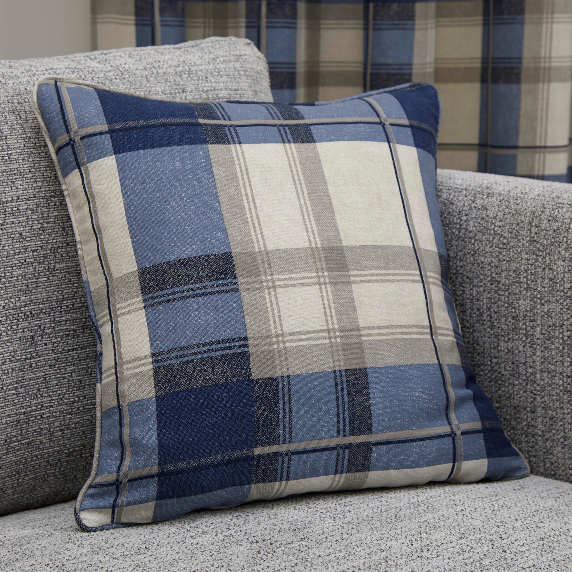 Filled Cushion Balmoral Check by Fusion in Navy