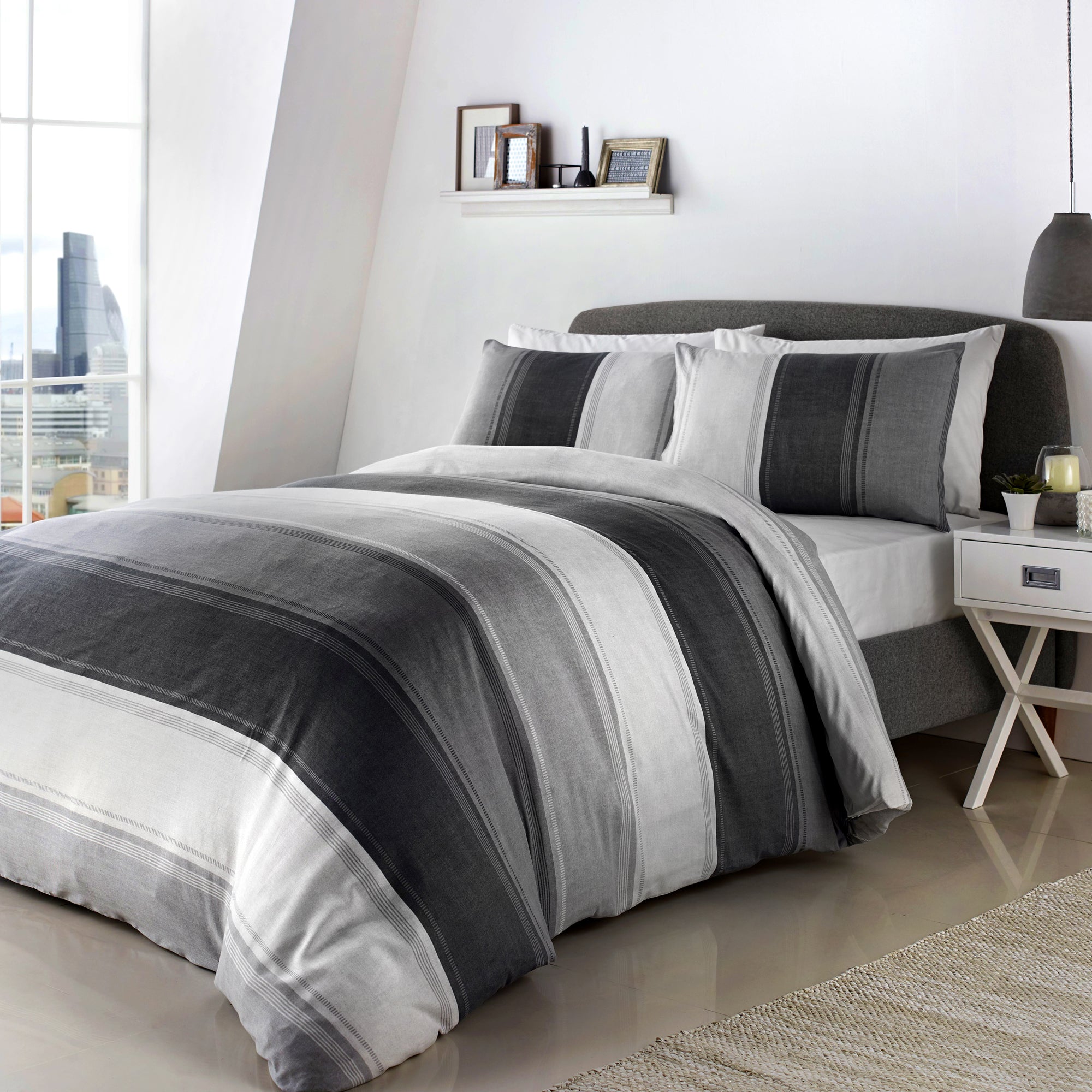 Betley Grey - Easy Care Duvet Cover Set - By Fusion