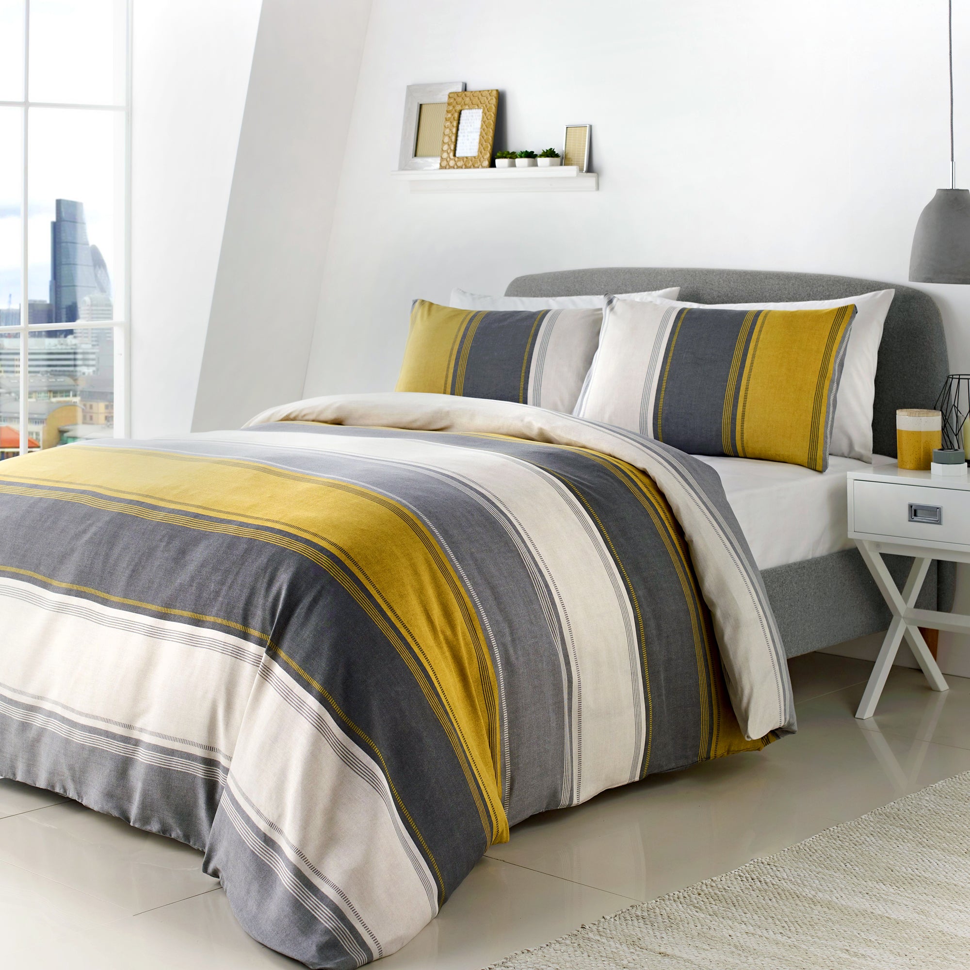 Betley Ochre - Easy Care Duvet Cover Set - By Fusion