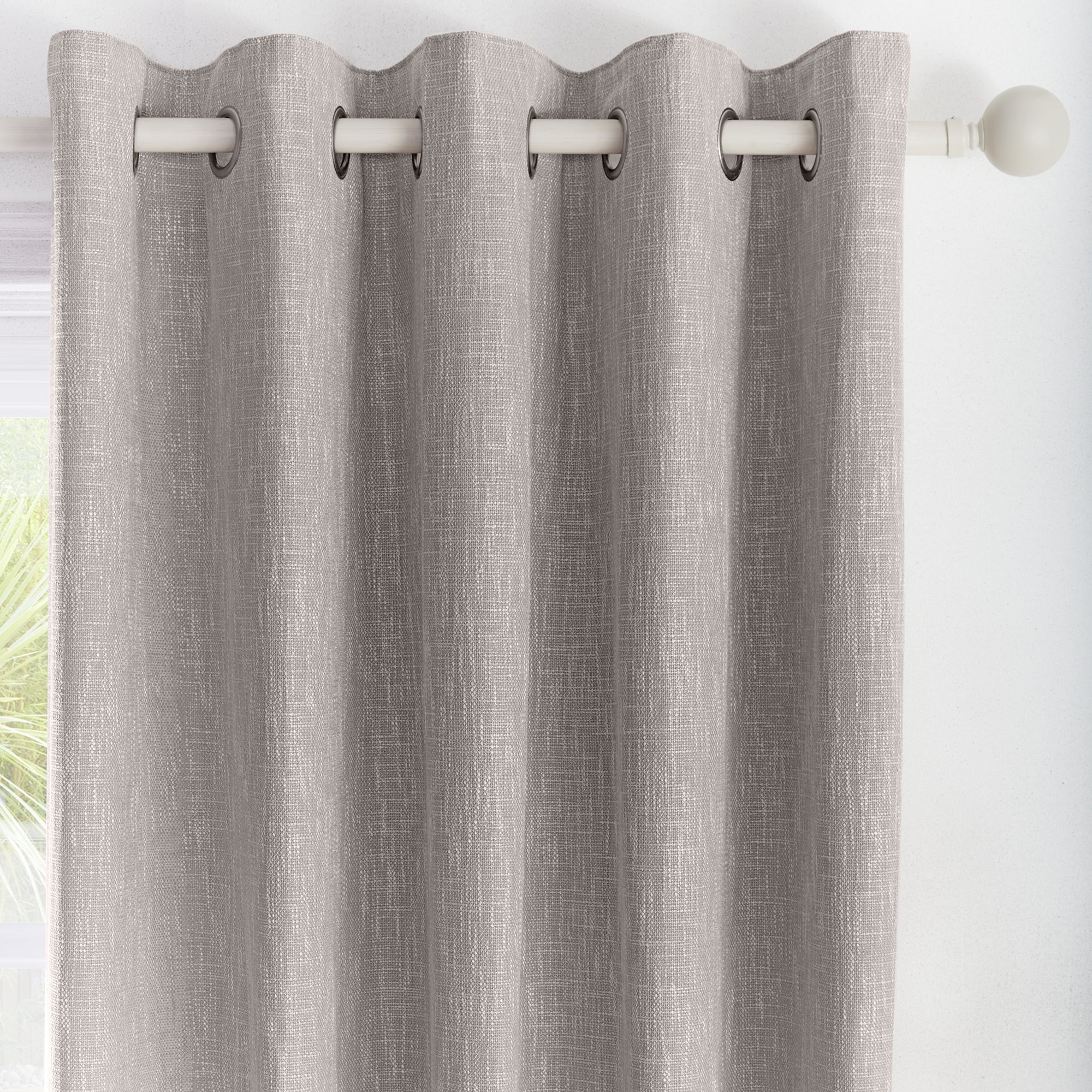 Boucle - Jacquard Pair of Eyelet Curtains in Grey - By Appletree Loft