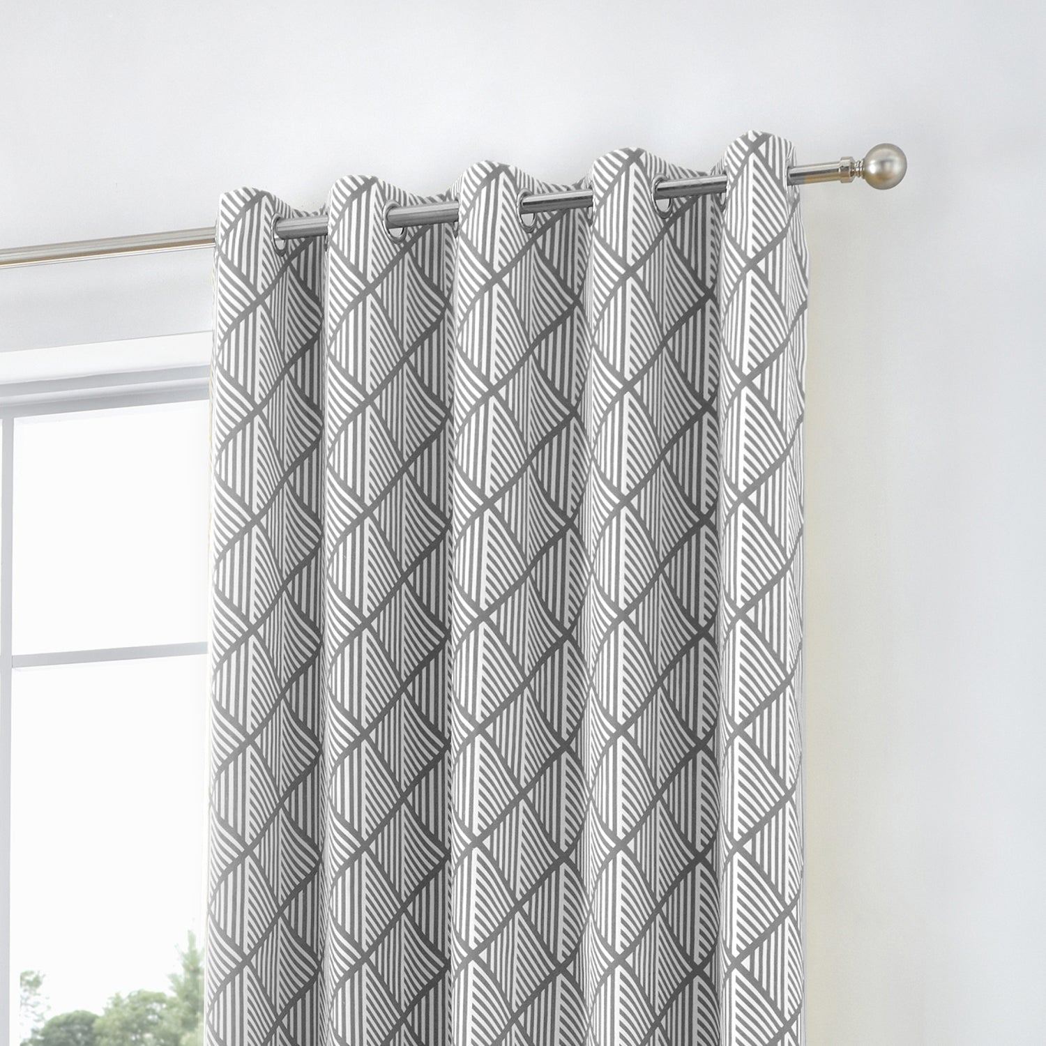 Brooklyn - 100% Cotton Ready Made Pair of Eyelet Curtains in Grey - by Fusion
